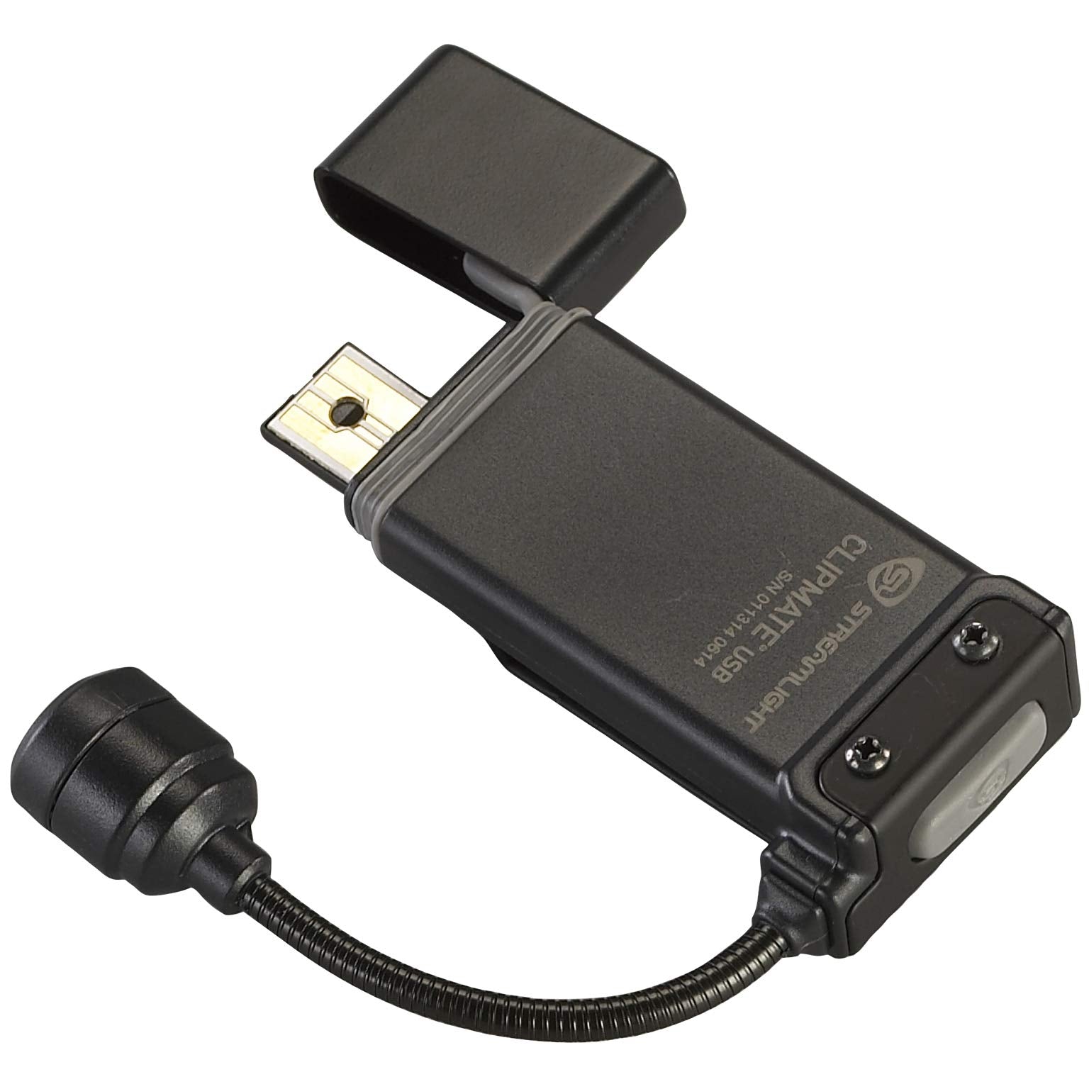 Streamlight 61125 Clipmate 70-Lumen Usb Rechargeable Clip-On Light, With White And Red Leds, Black