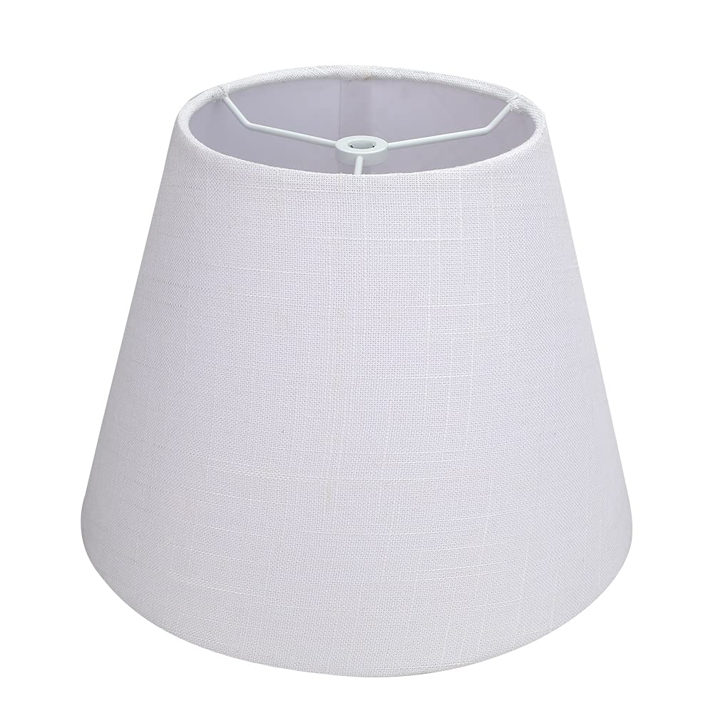 White Lamp Shade, Alucset Barrel Tc Cloth Small Lampshade For Table Lamp And Floor Light, 6X10X7.5'', Natural Linen Hand Crafted