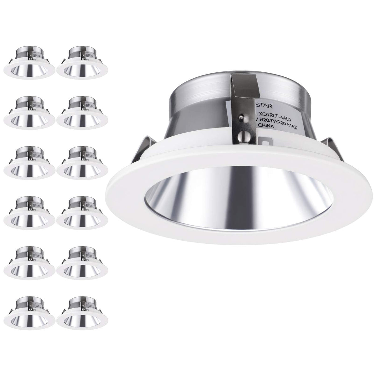 Torchstar 12-Pack 4 Inch Brighter Classic Recessed Can Light Trim, Metal Step Baffle Trim, Fit Halo/Juno Remodel Recessed Housin