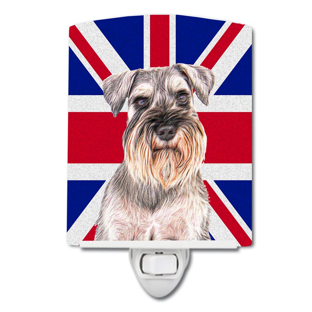 Carolines Treasures Ceramic Night Light Schnauzer with Union Jack, UL-Certified, 6x4x3in, Multicolor, Model KJ1165CNL