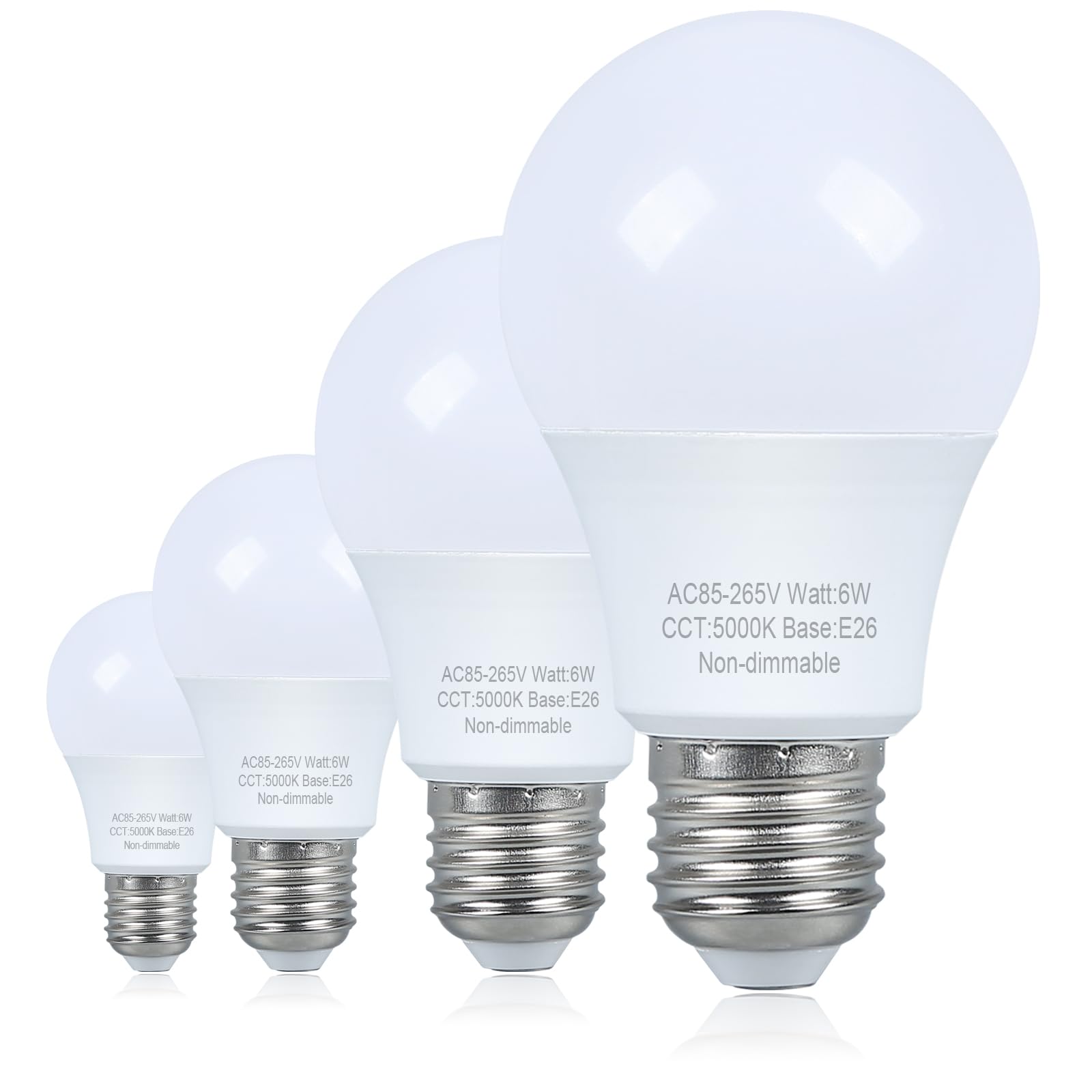 Marxlait 4 Pack Led Light Bulbs 40 Watt Equivalent, Daylight 5000K, A19 Standard Light Bulbs, E26 Medium Base, 120V, Non-Dimmabl