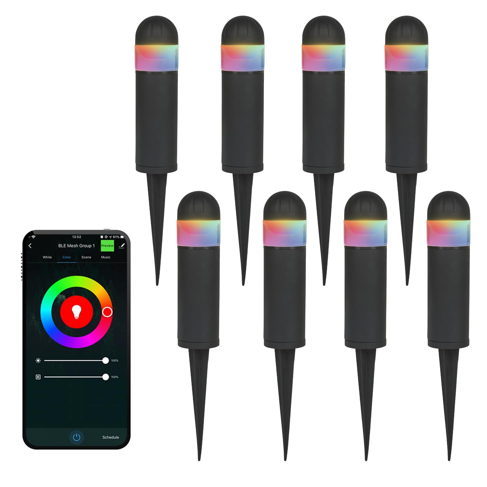 MULANDI LED Landscape Bollard Pathway Light, 2W, DC 12V Low Voltage Path Lighting Outdoor Waterproof, Die-Casted Aluminum Housin