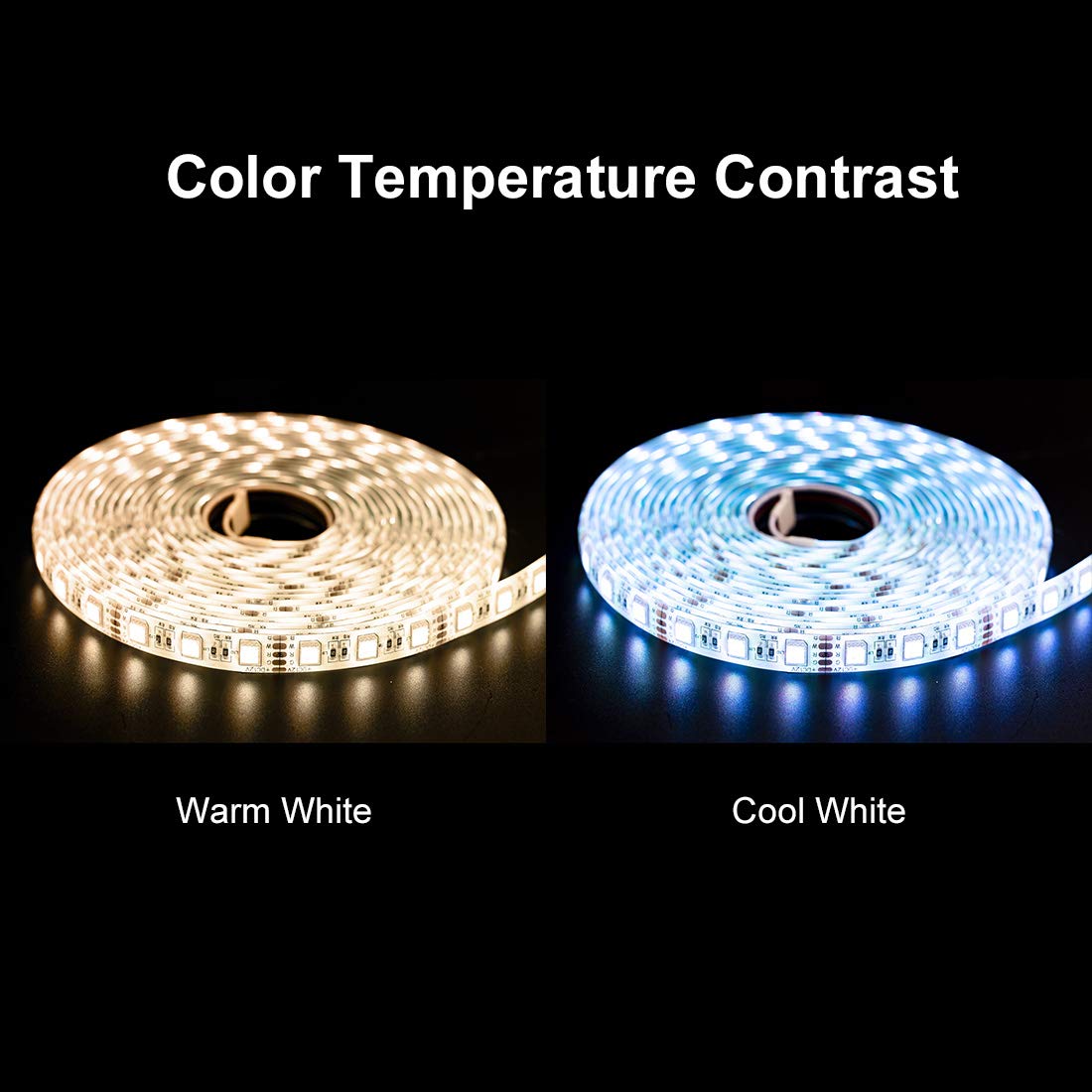 Btf-Lighting 5050 Rgbw Rgb+Warm White(2700K-3000K) 4 Colors In 1 Led Tape Light Dc24V 5M 16.4Ft 60Led/M Multi-Colored Ip30 Black
