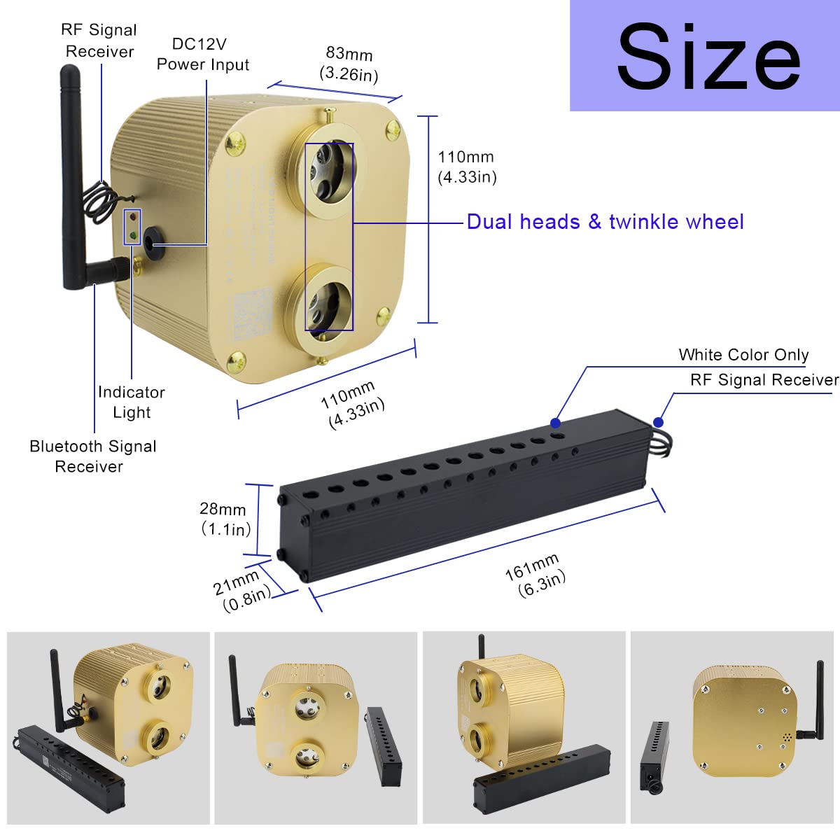 Akepo 20W Dual Head Rgbw Fiber Optic Star Ceiling Light Kit, 710Pcs 13.1Ft, Multicolor, Model Qj-L016, App & Music Mode