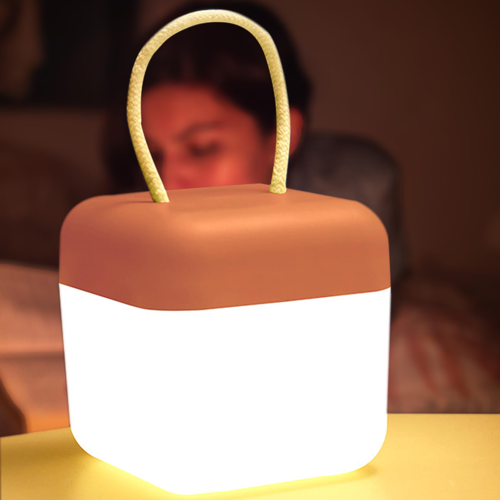 Portable Night Light for Kids,Rechargeable Bedside Lamp,Stepless Dimmable Portable Lantern,360 Lighting,Eye-Caring Table Lamp,30