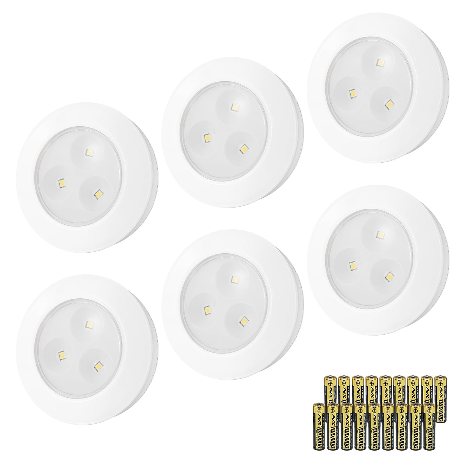 LUXSWAY LED Puck Light, Ultra-Thin Touch Lights, Battery Operated, Tap Lights, Stick on, Under Cabinet Lighting, Ideal for Kitch
