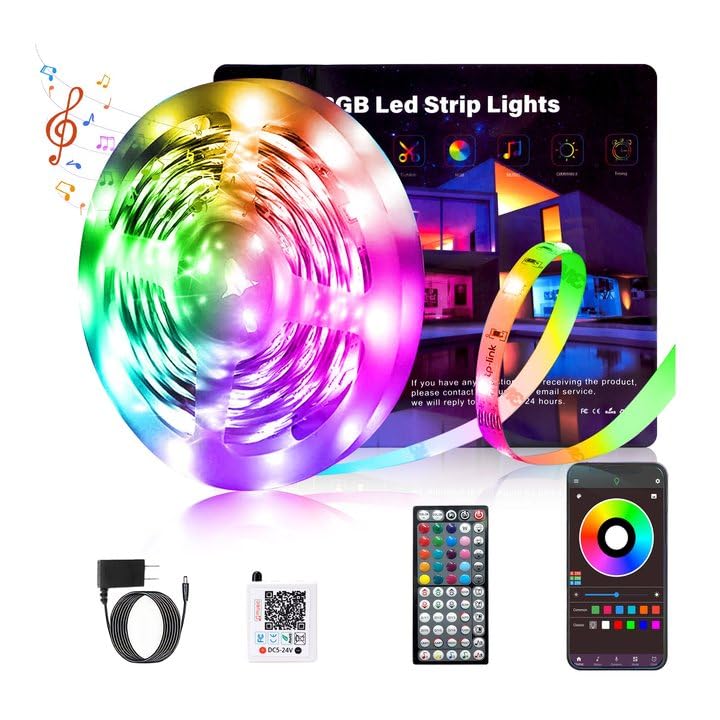 Ledagic LED Strip Lights, 50ft, 450 LEDs, RGB Color Changing, Smart App Control, White, Model Led-rgb09-2