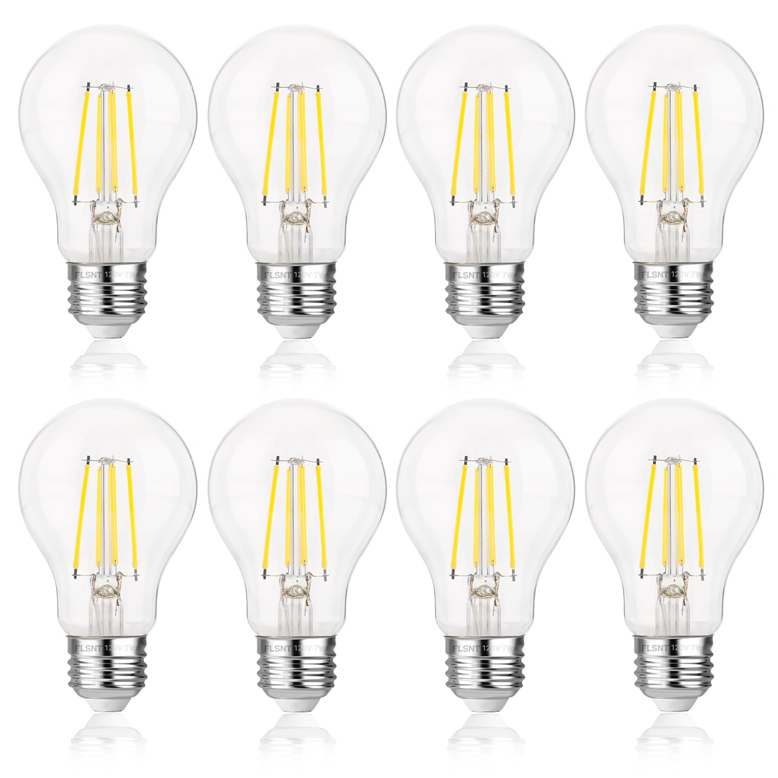Flsnt 60W Equivalent Dimmable A19 Led Light Bulbs, Efficient 7W, 800Lumens, 5000K Daylight, Cri82, E26 Standard Base, 15000 Hour