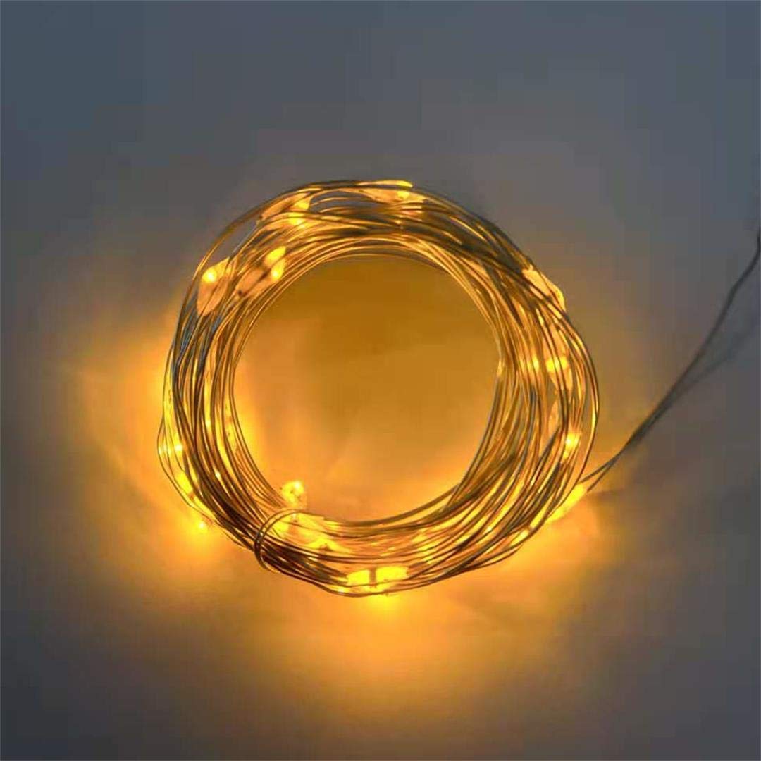 4 Pack Battery Operated Dewdrop Led Lights,Indoor Mini Fairy Lights With Timer Function,For Wedding Home Parties Christmas Holiday Decoration,6 Hours On/18 Hours Off ,30 Count Leds,10 Feet (Yellow)