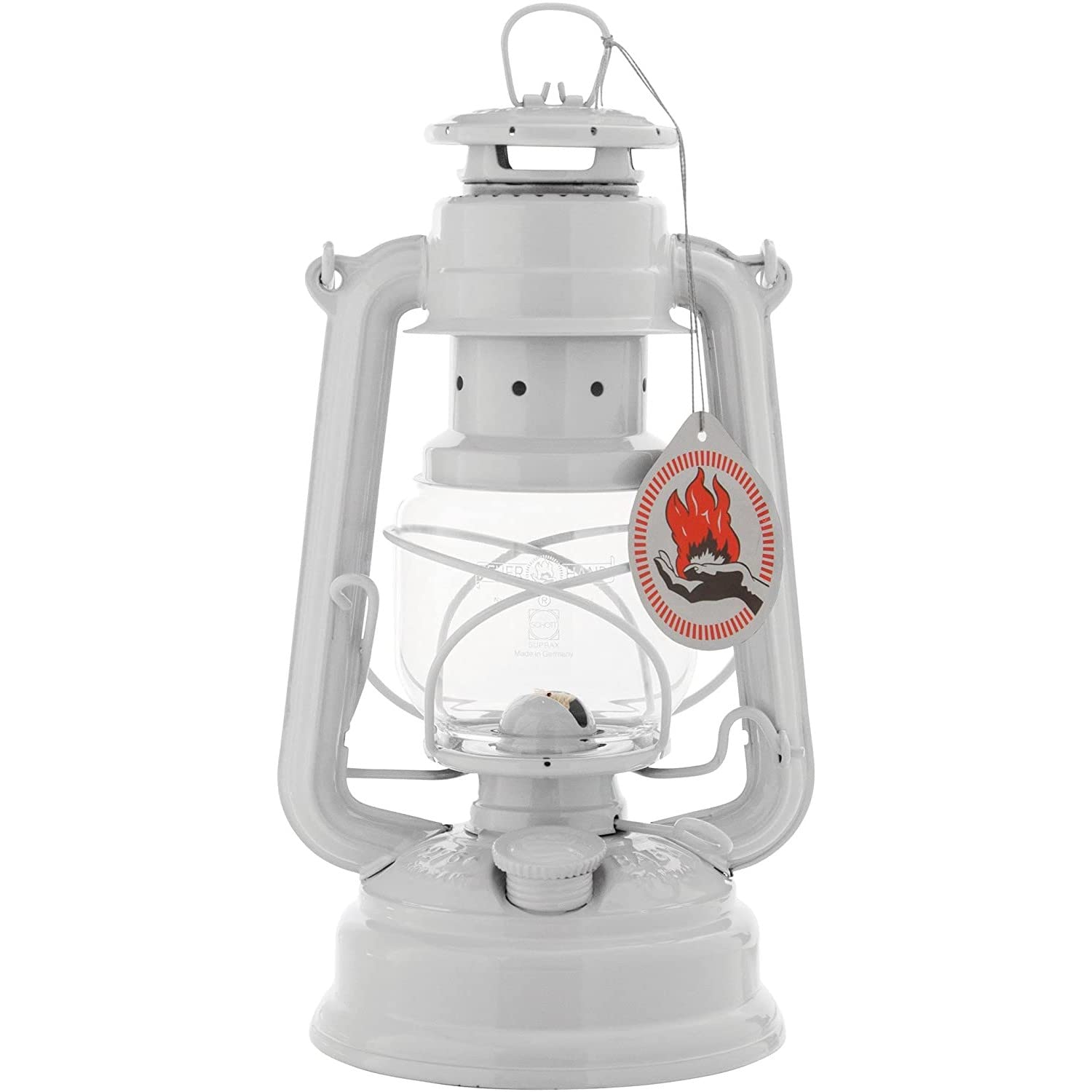 Feuerhand Outdoor Kerosene Fuel Lantern  German Made Weather Resistant Baby Special 276 Galvanized Hurricane Lamp for Camping or Patio  10 Inches  White
