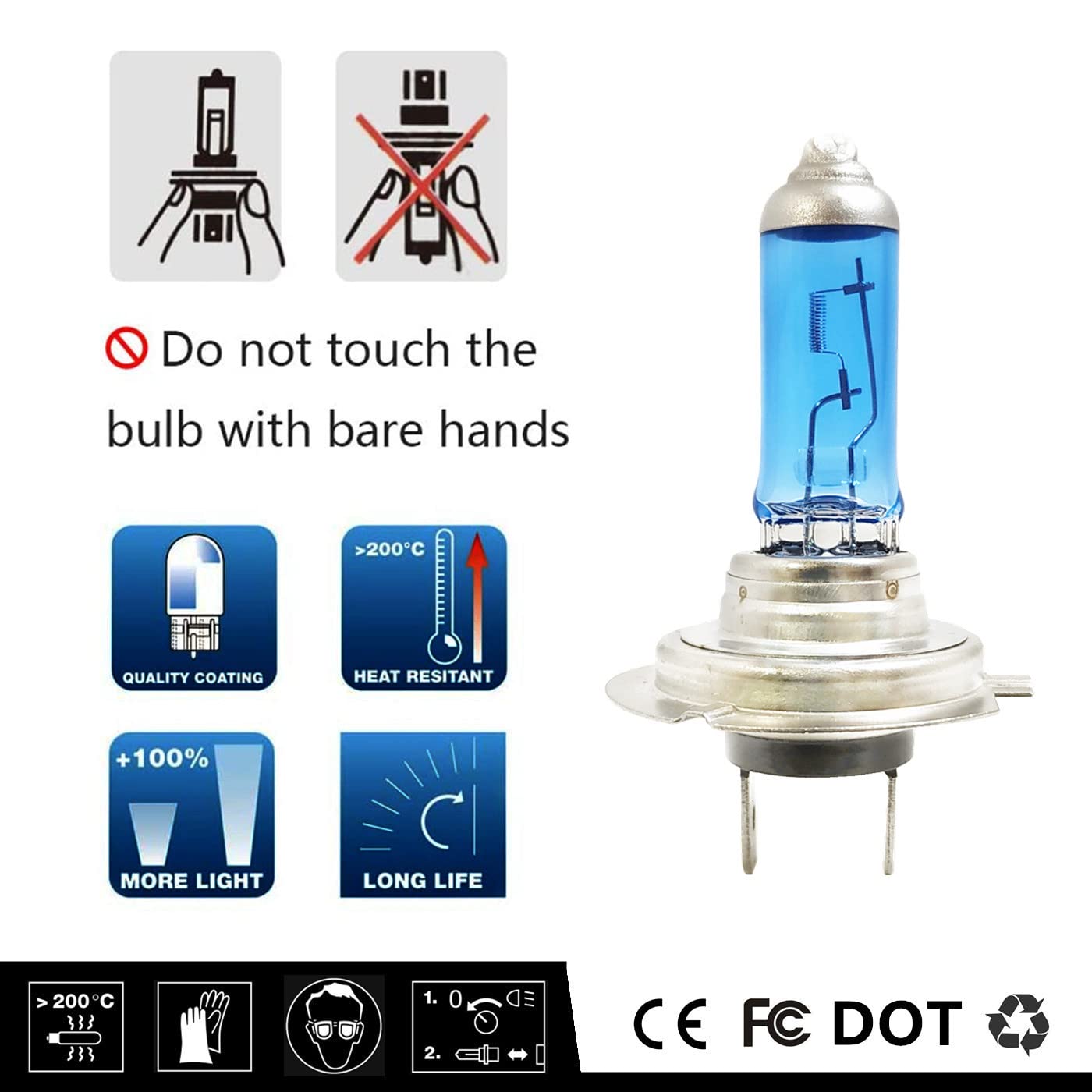 Vexoneye 4 Pack H7 Halogen Headlight Bulb 12V 55W White 5000K Fog Light Bulbs 12972 64210 Super Bright Headlamp