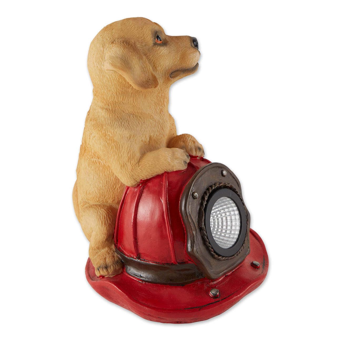 Puppy and Fire Helmet Solar Garden Light