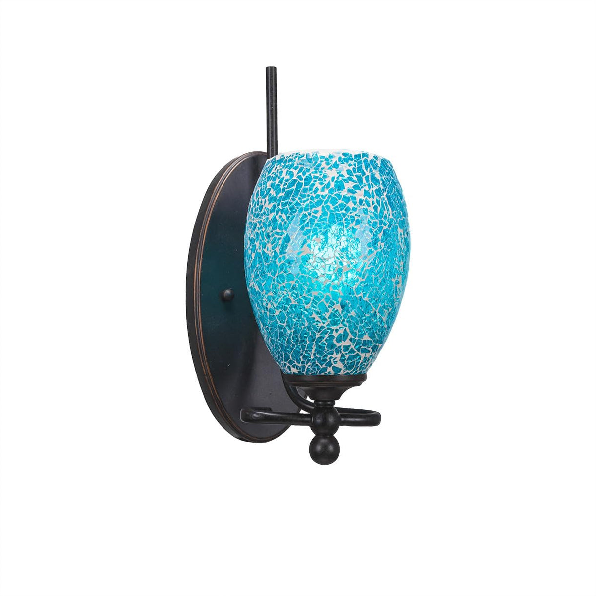 Toltec Lighting 591-Dg-5055 Capri 1 Light Wall Sconce With 5&quot; Turquoise Fusion Glass, Dark Granite Finish