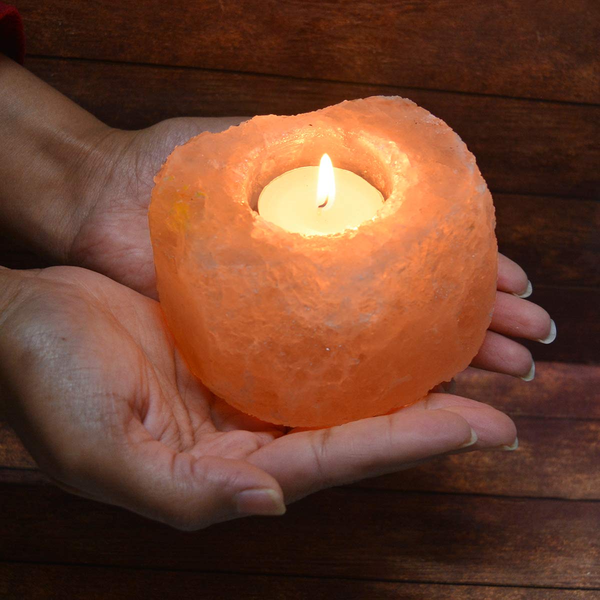 Reiki Crystal Products Natural Himalayan Rock Salt Lamp Tea Light Candle Holder for Gifting Option
