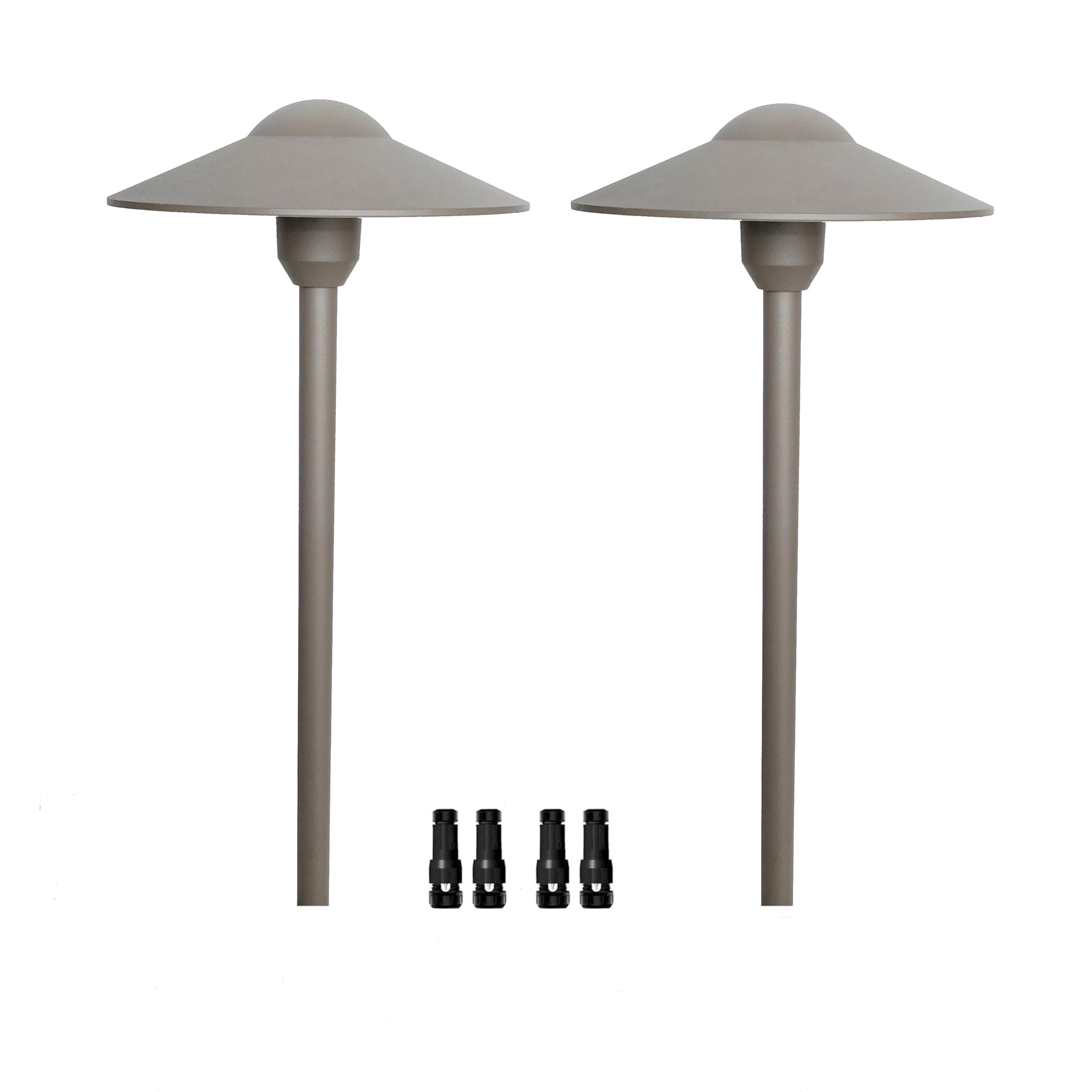 Arrownine Cast Aluminum Low Voltage Outdoor Pathway Light Walkway Landscape Path Lights Included Ground Spike,Wire Connectors Free Replaceable 3 Watts G4 Led Bulb Warm White 2-Pack (Bronze Finish)