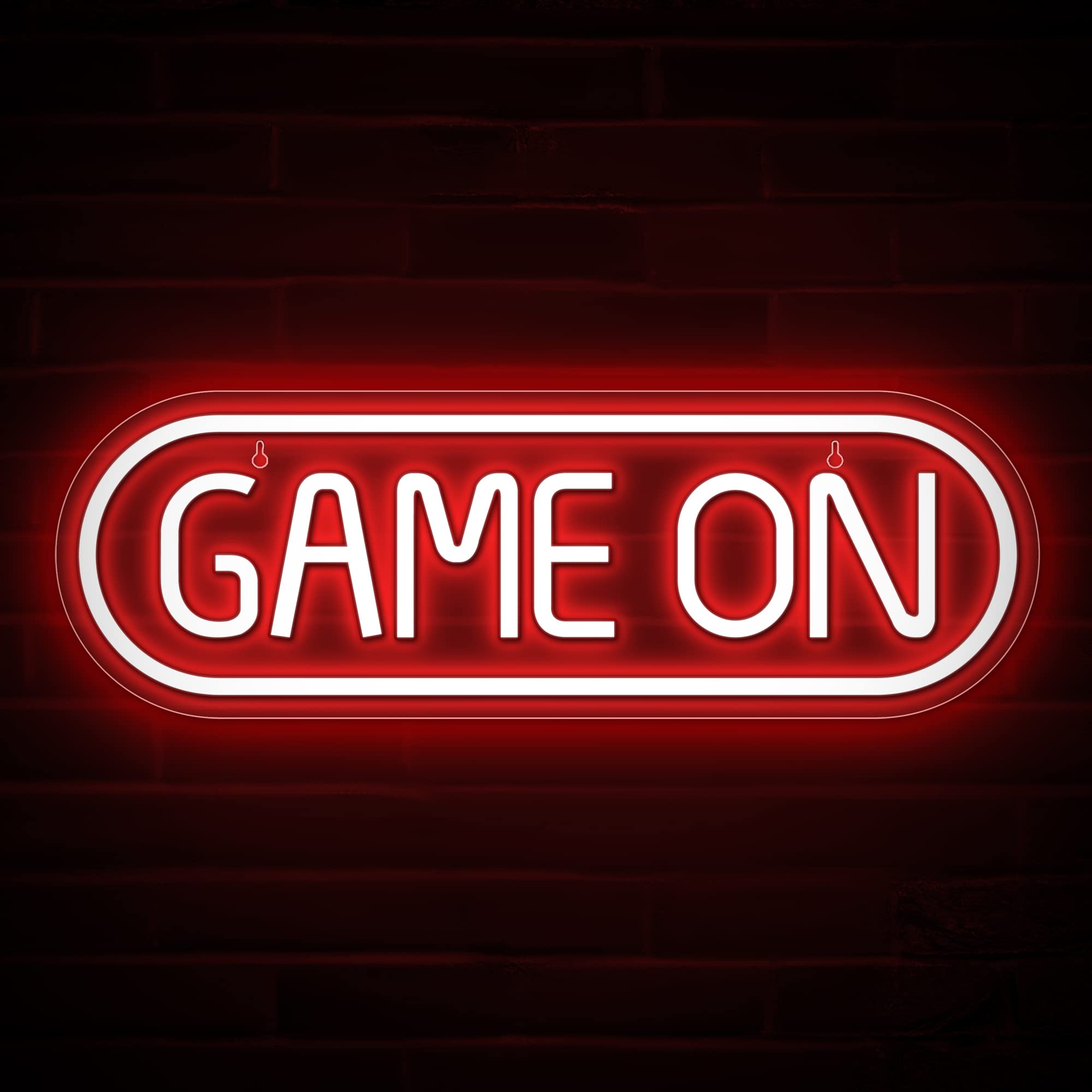 Lumoonosity Game On Neon Sign - Gamer LED Wall Decor - 16.5 x 5.5 inches - GAME ON Red - Model NS-GAME ON Red