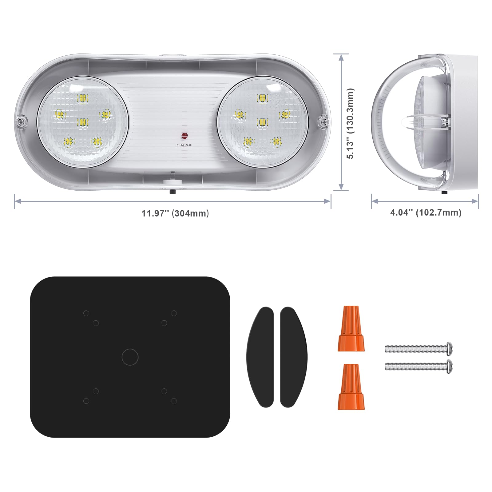 Outdoor Emergency Light With Battery Backup  Exterior Emergency Exit Lights Hardwired  Wet Location Led Egress Lights  Waterproof Commercial Emergency Lighting Fixture  120-347V  Ul Listed(4 Pack)
