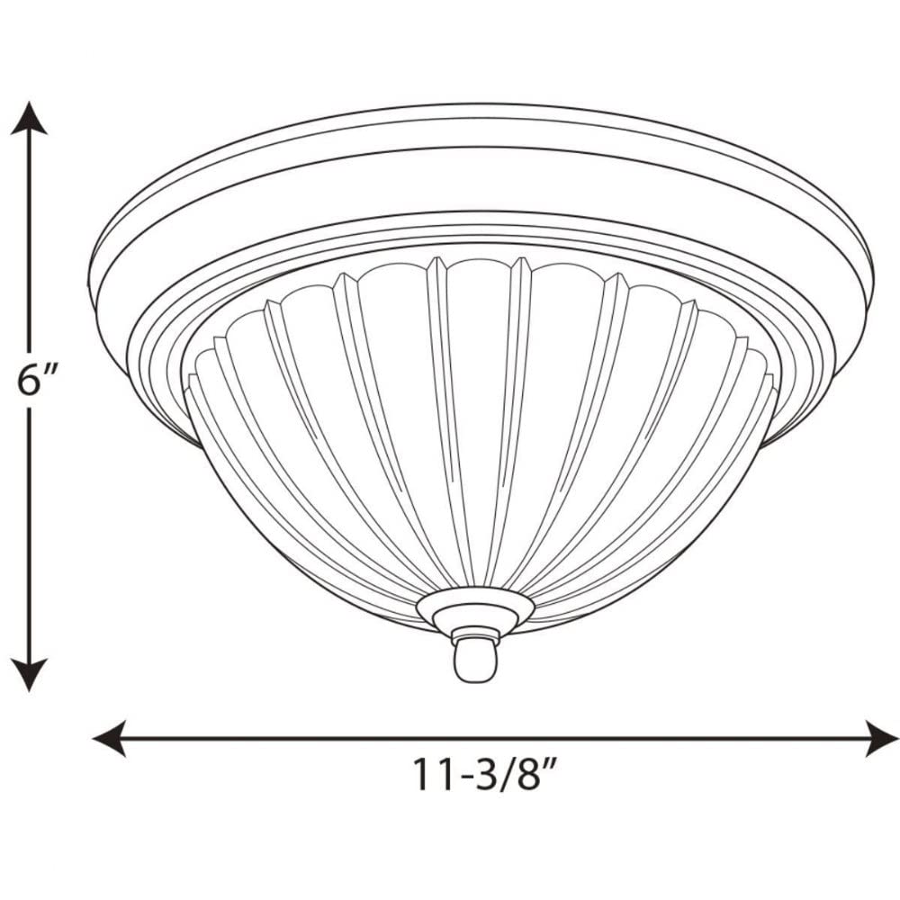 Progress Lighting P3816-09 1-Light Close-To-Ceiling With Etched Ribbed Glass, Brushed Nickel