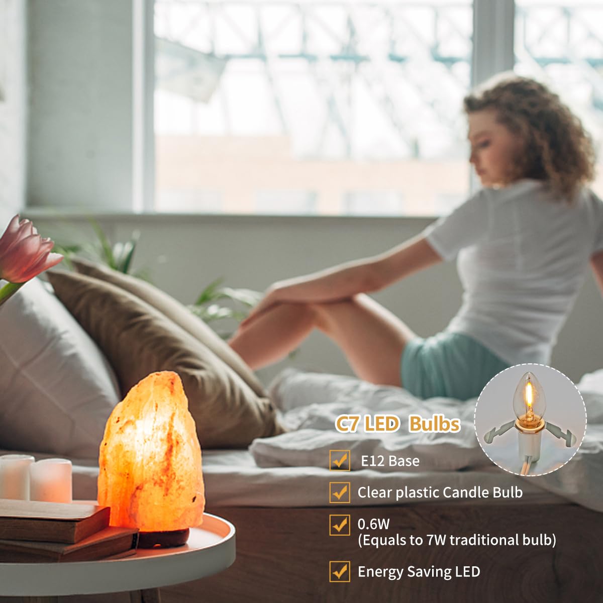 Kgc 4 Pack Chainable Accessory Cord With C7 Led Light Bulb, 6 Ft Indoor Blow Mold Light Cord With Male And Female Plugs For Hall