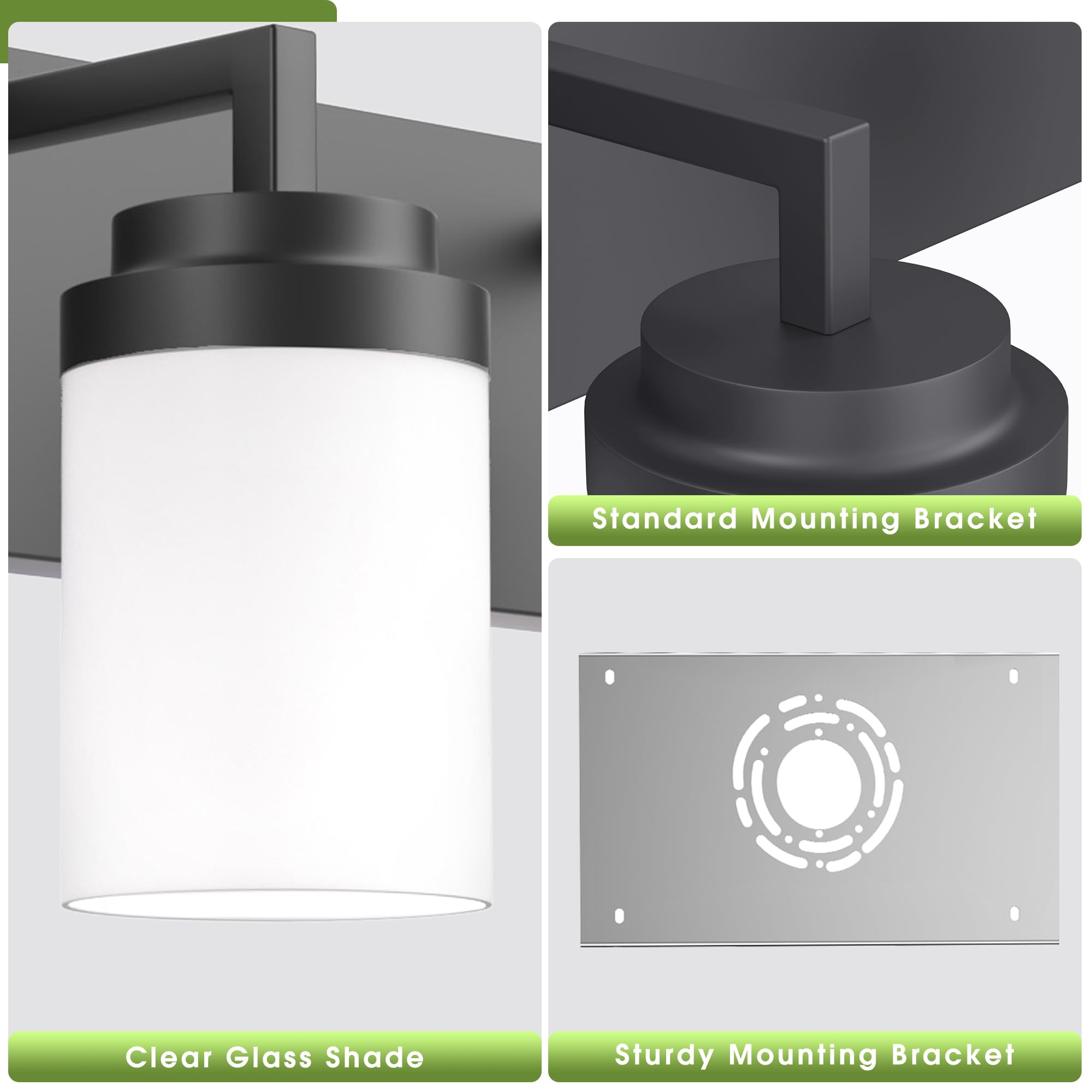 Espird Bathroom Vanity Light  3 Light Matte Black Vanity Light With White Matte Glass Shade  22In Farmhouse Wall Light  Lighting Fixtures Over Mirror For Bathroom/Living Room