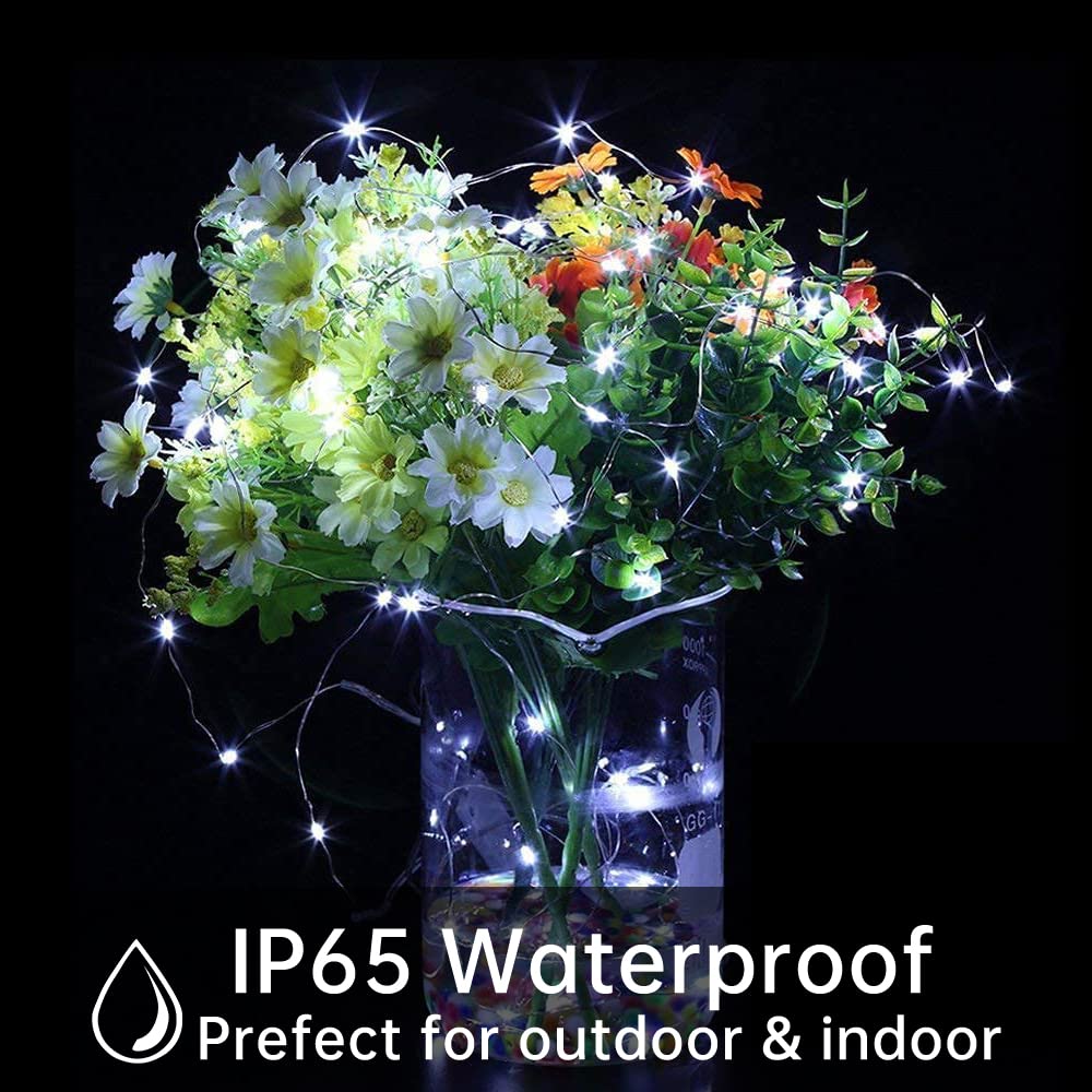 Yiaht 16 Pack LED Fairy Lights, 10 Feet, 30 LEDs, Battery Operated, Waterproof, Silver Wire, White for Christmas, Party, Wedding, Patio