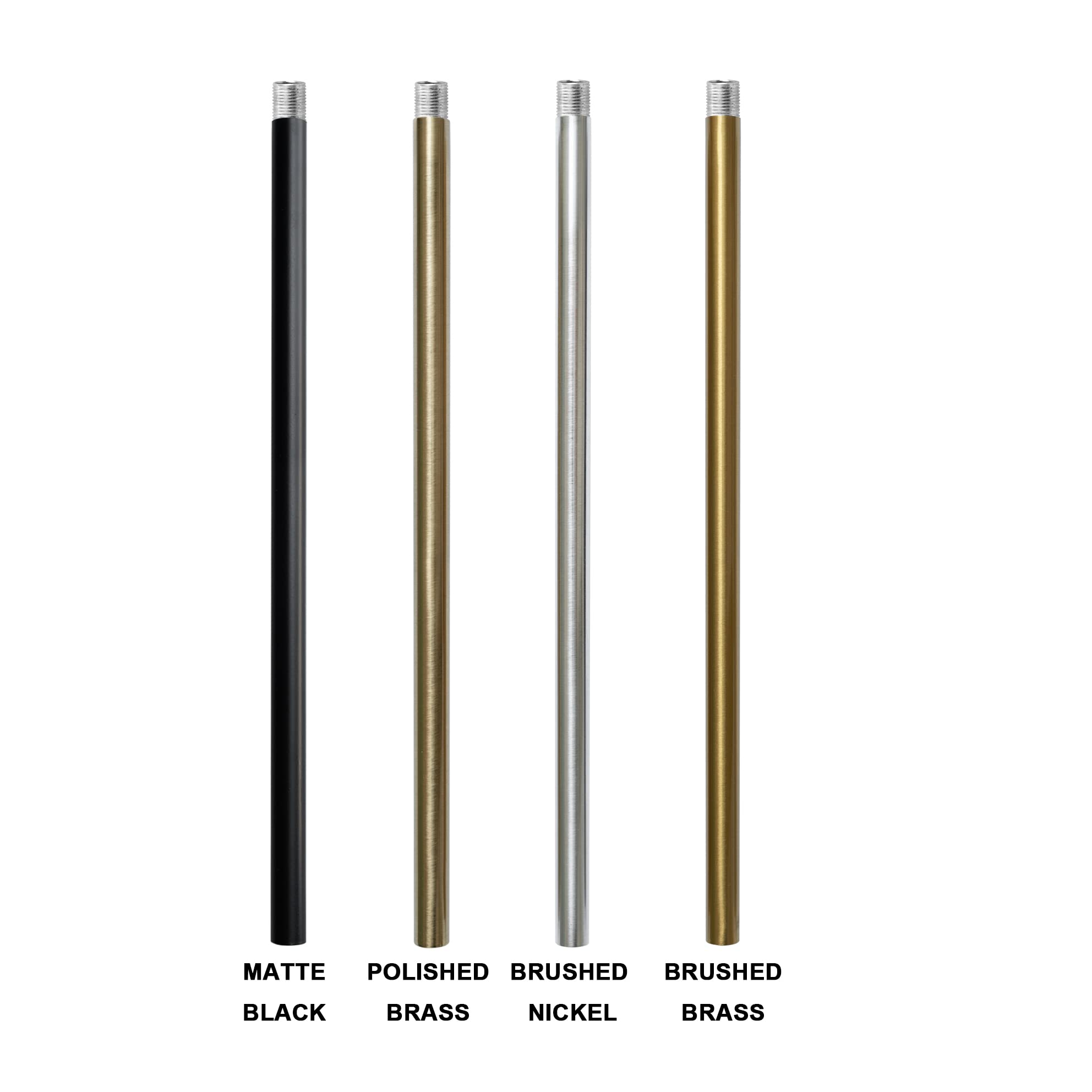 Haligate M12 Threaded Extension Rod for Pendant Light, 12" Brushed Brass, Model HALIGATE-YCG-M12-GOLD