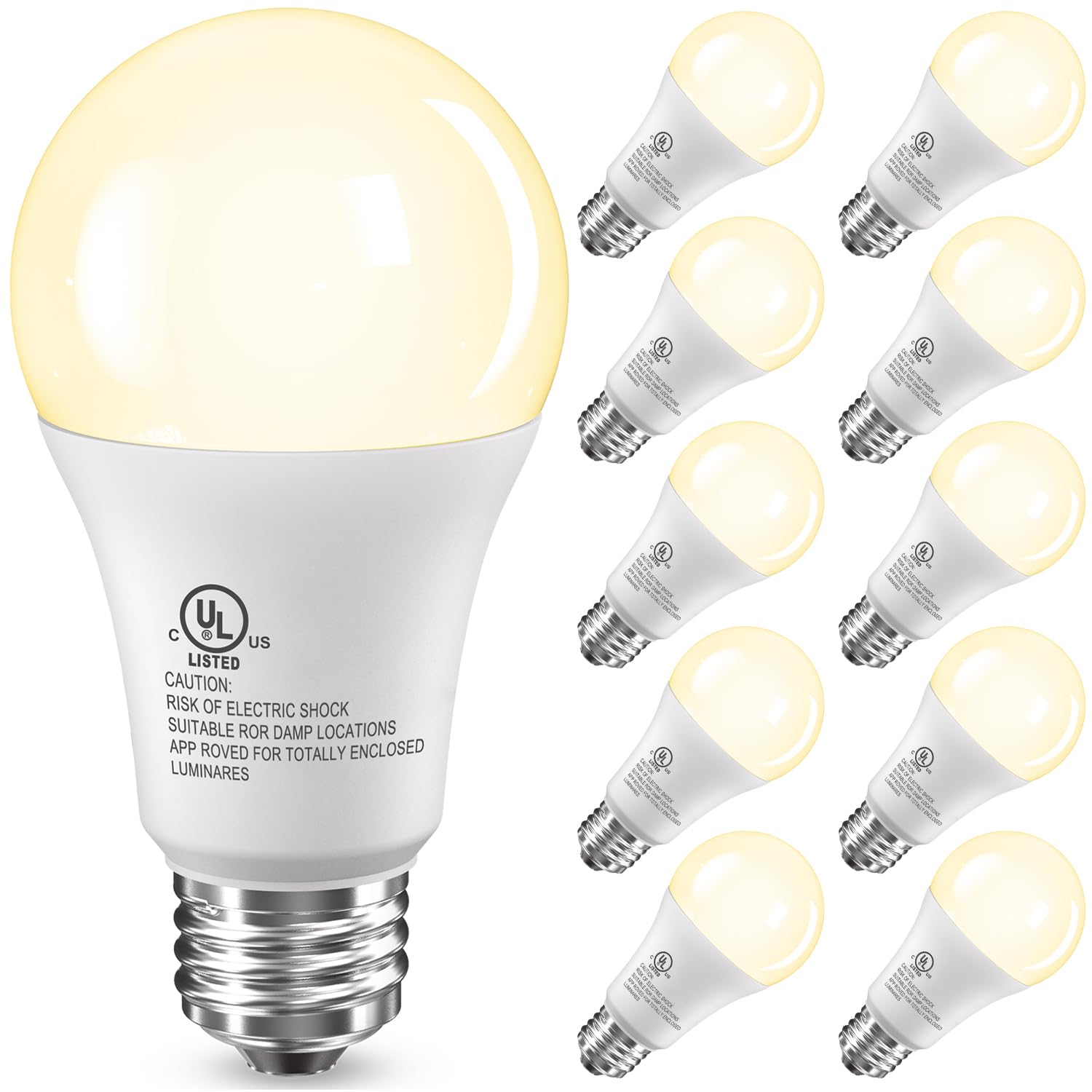 Tjoy 10 Pack Led Light Bulbs, 100 Watt Equivalent A19 Led Bulbs, Soft Warm White 2700K, Energy Saving Light Bulb With E26 Standa
