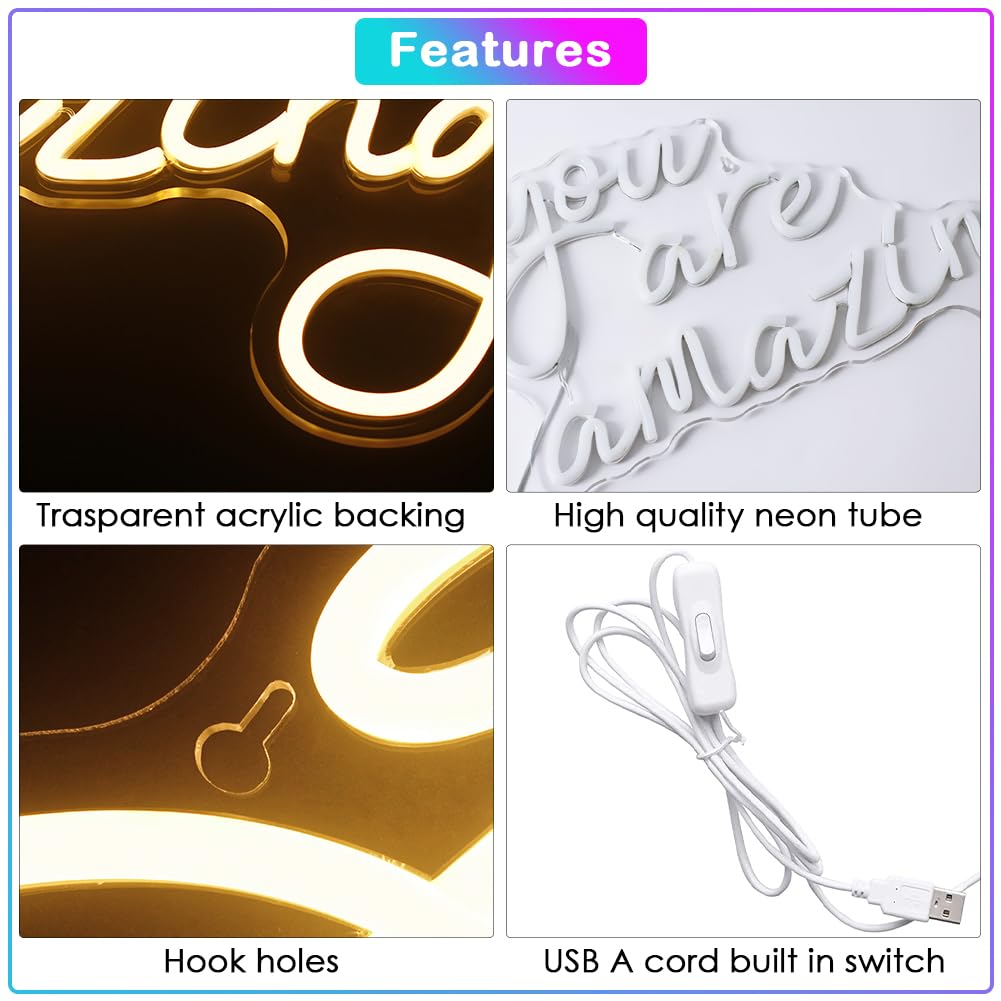 JURONGYILU Neon Sign Warm White LED Wall Decor for Bedroom Home Bar Party