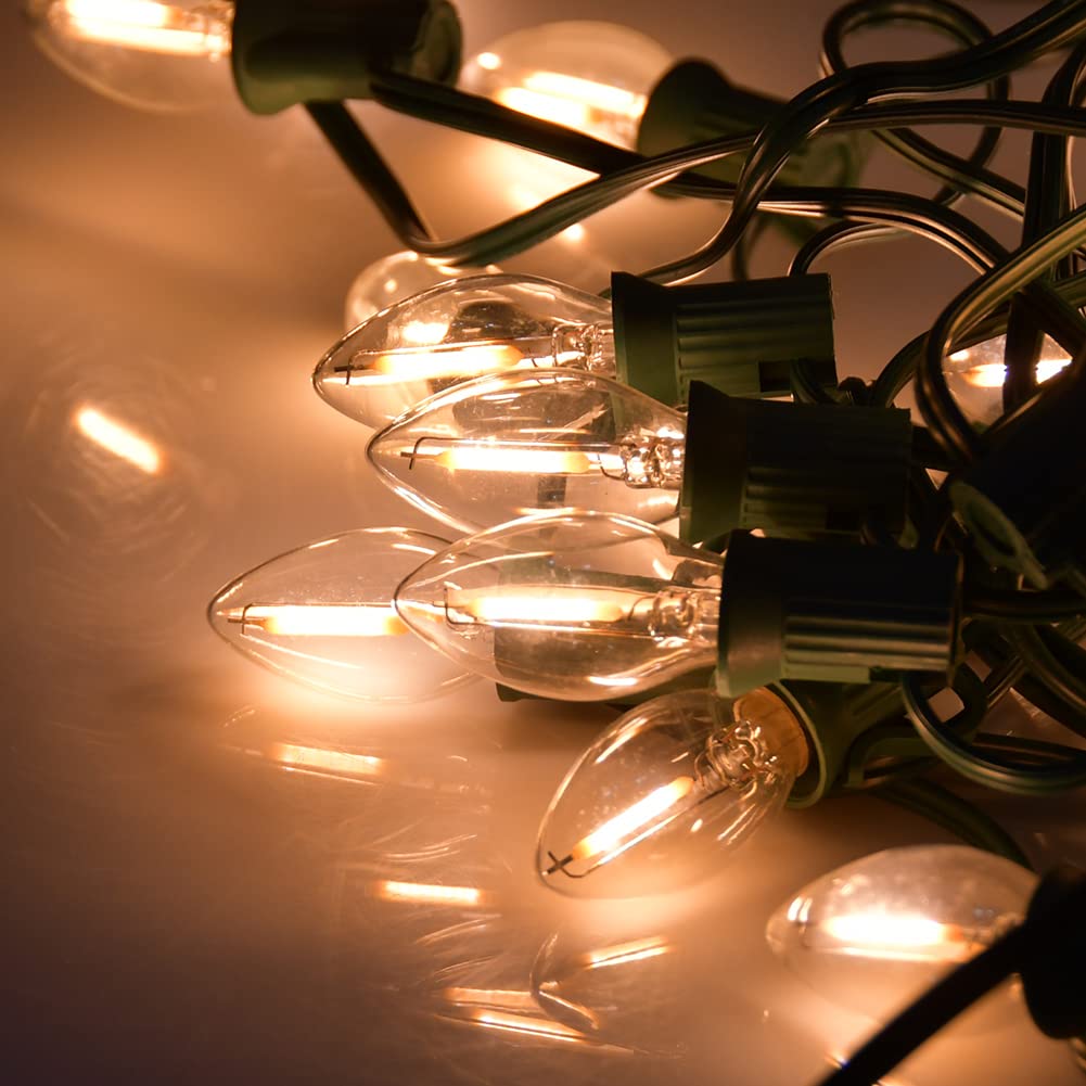 Goothy 25 Pack C7 Led Replacement Christmas Light Bulb, 0.6W C7 Clear Glass Led Bulbs For Christmas Outdoor String Lights Electr