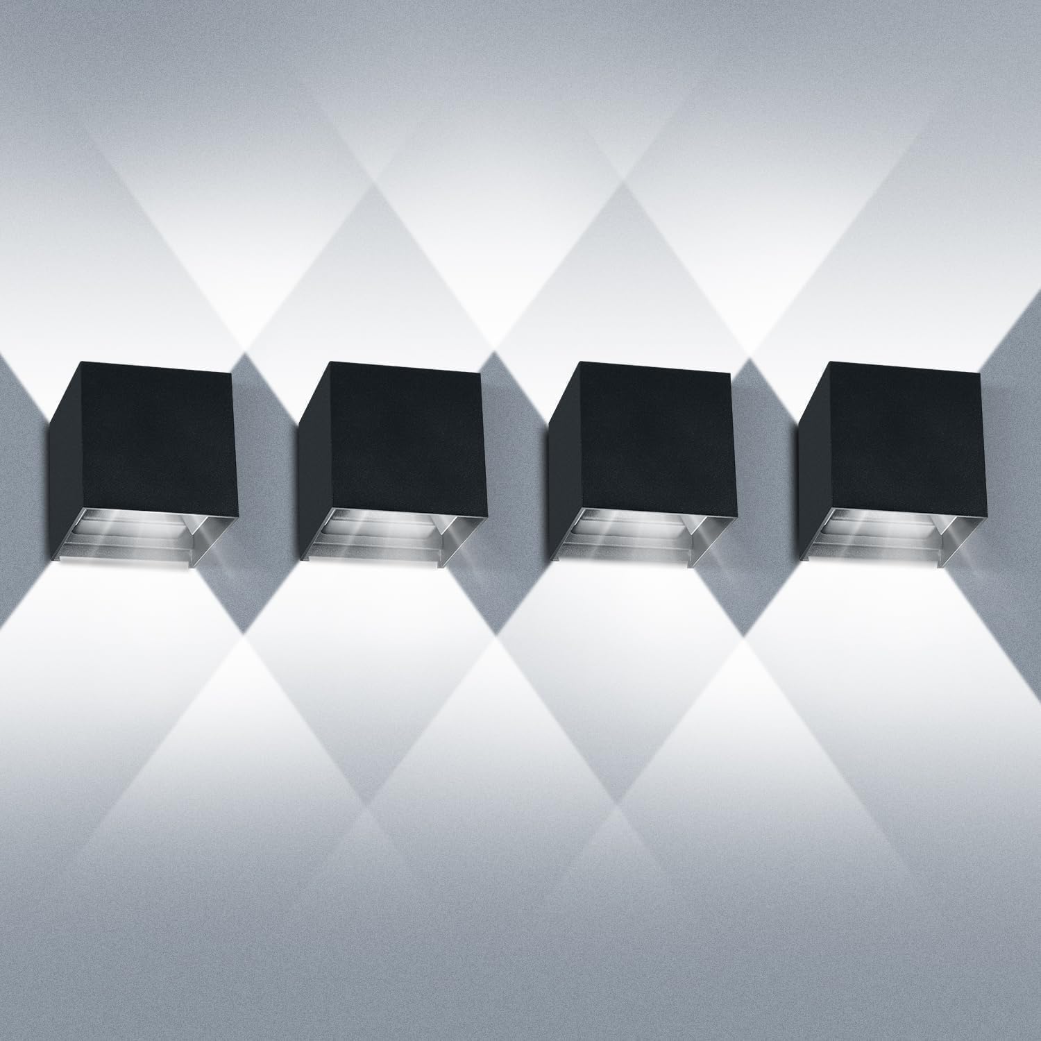 ledmo Modern Sconce Wall Light Up Down  Outdoor Adjustable 20W 6500K Porch Lights  IP65 Exterior and Interior Aluminum Wall Pack Light  1800LM Square for Garage  Garden  Staircase  Courtyard  4 Pack