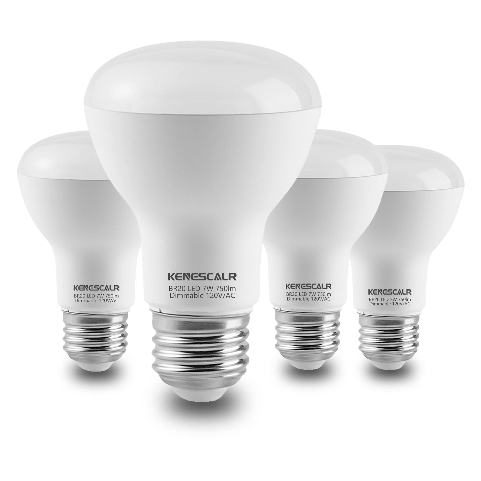 Kenescalr Br20 Led Bulb 5000K Daylight White 7W 50W 60W Equivalent 750Lm Dimmable E26 Base Indoor Flood Light Bulbs For Recessed