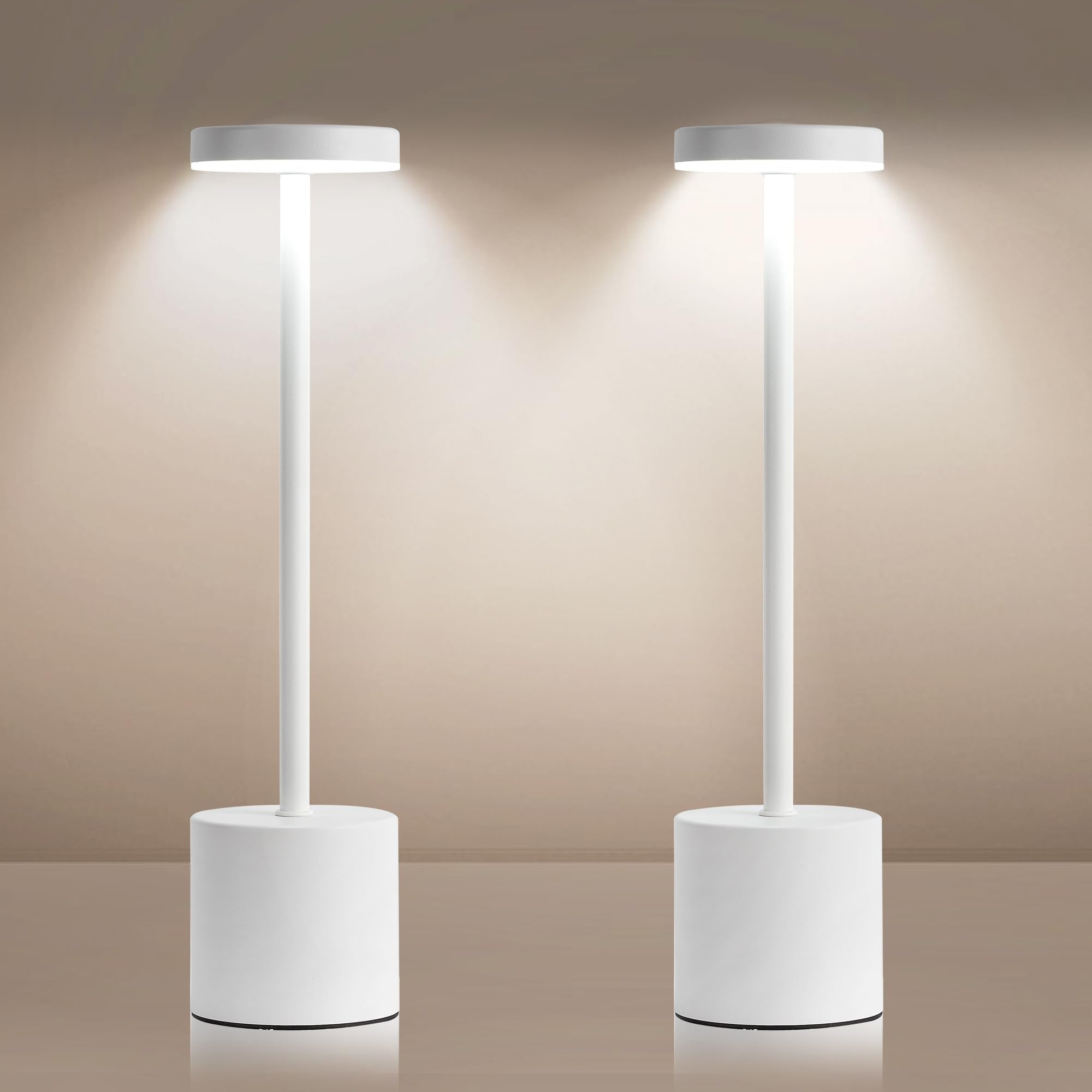 Masuper Cordless Table Lamps, Rechargeable Lamps, Touch Control, 3 Color Temperature, Stepless Dimmable, Led Portable Wireless L