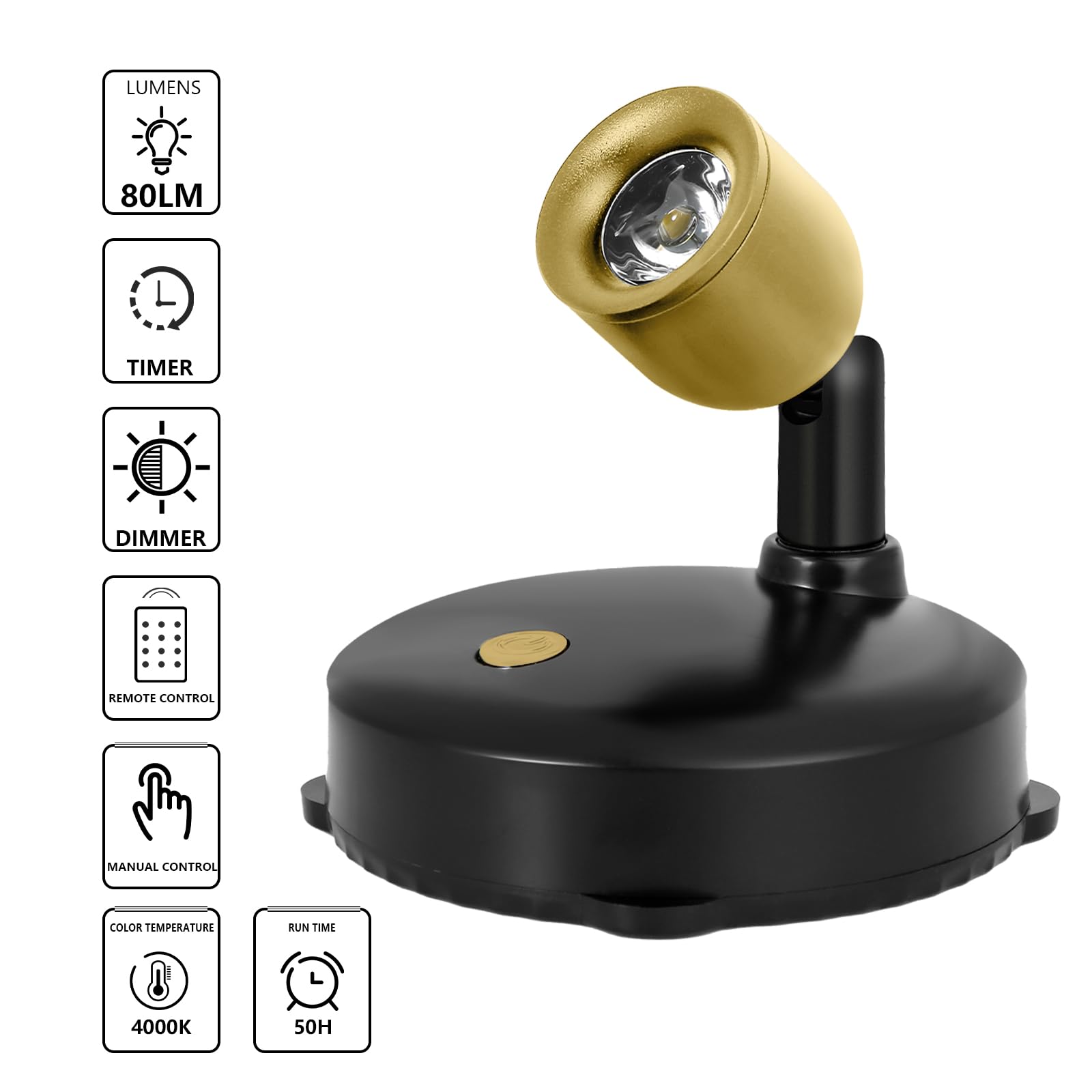 Kanesiki Cordless Spotlight Battery Powered, Dimmable Accent Up Light With Remote, Indoor Led Display Lighting For Picture Photo