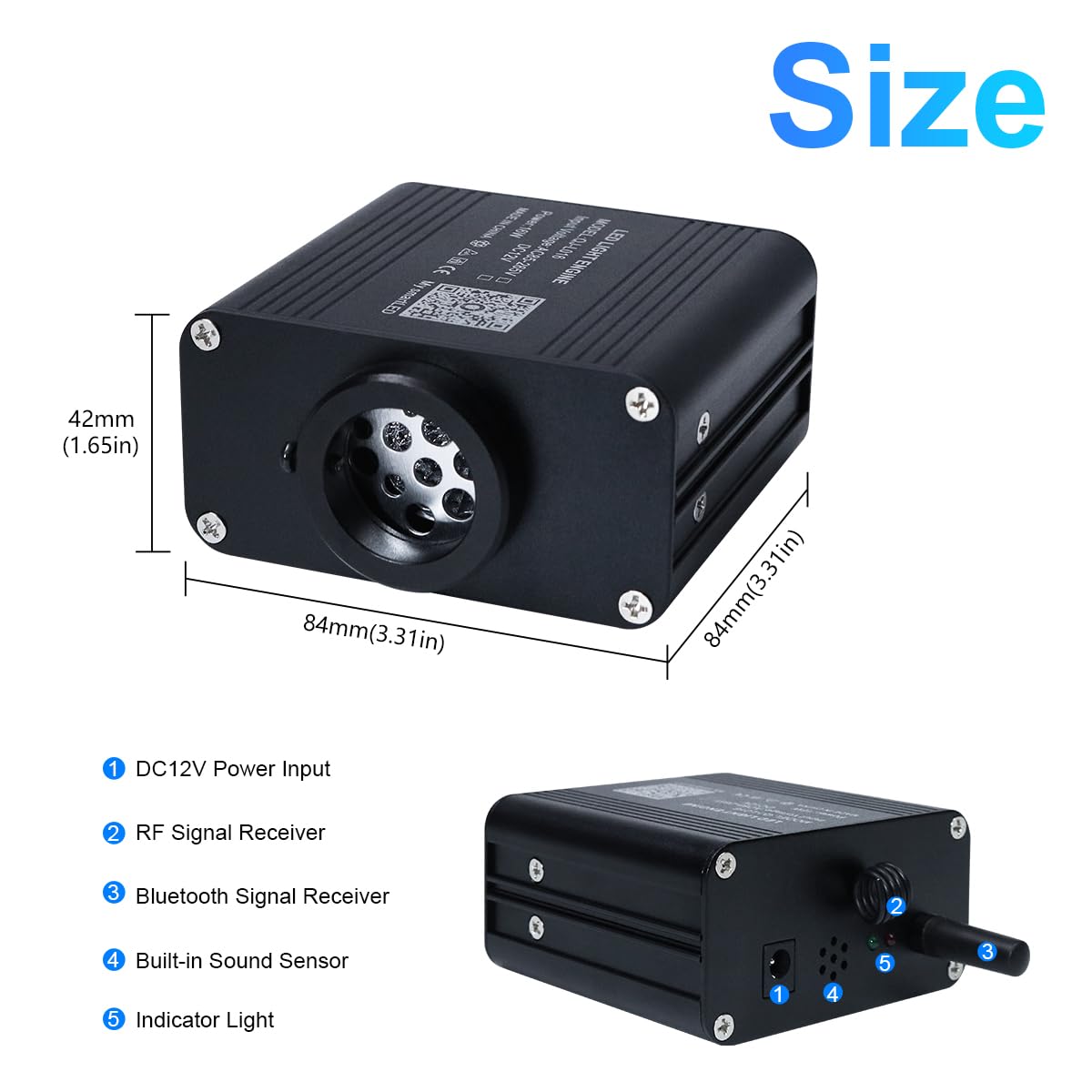 AMKI RGBW Light Source Engine Driver for Fiber Optic Star Ceiling Light Kit, 16W Twinkle, Remote/APP Control, Multicolor, Aluminum