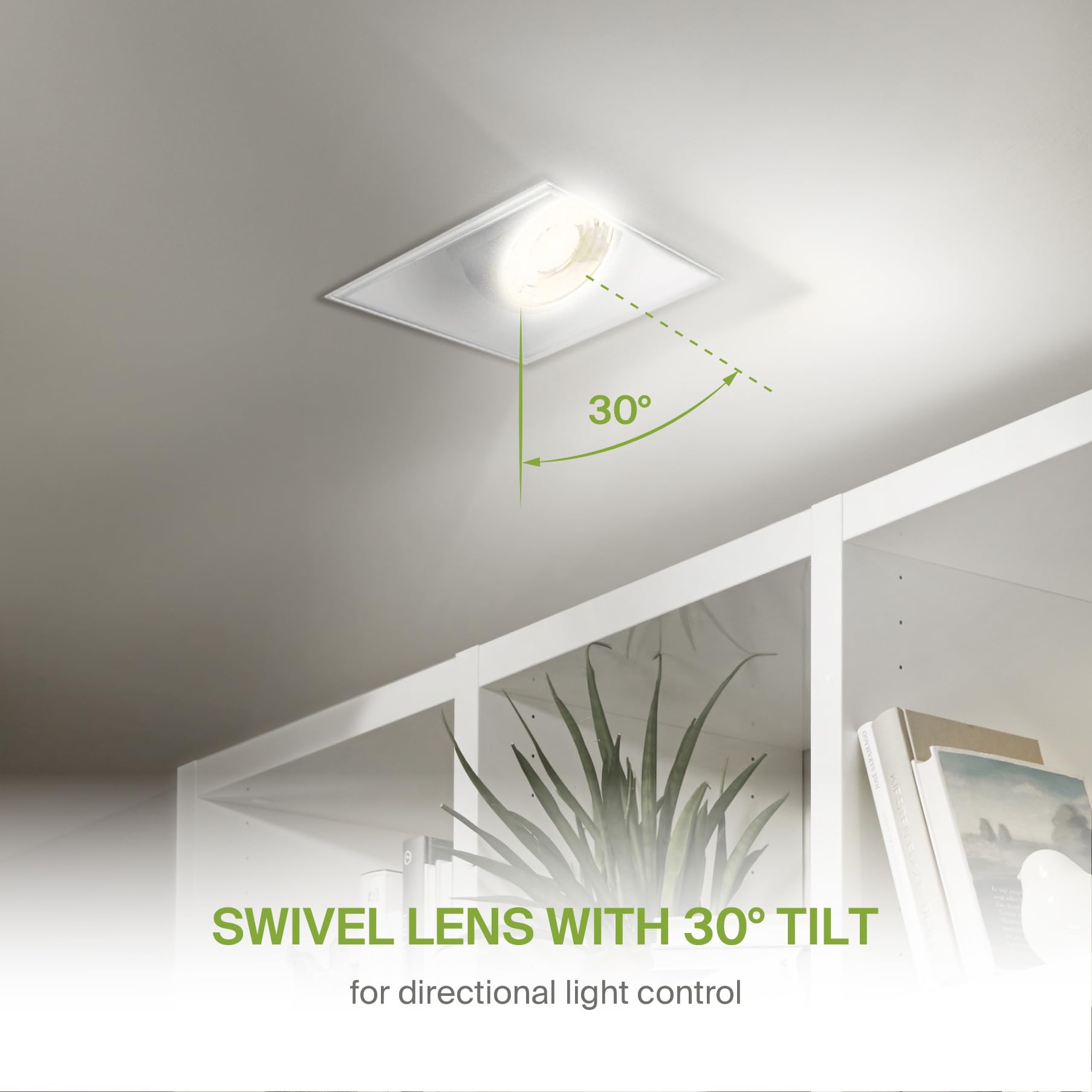 ASD Trimless Gimbal LED Recessed Lighting 8W 120V 2in Square Downlight 5 CCT 2700K-5000K White Model A-CD-TGS