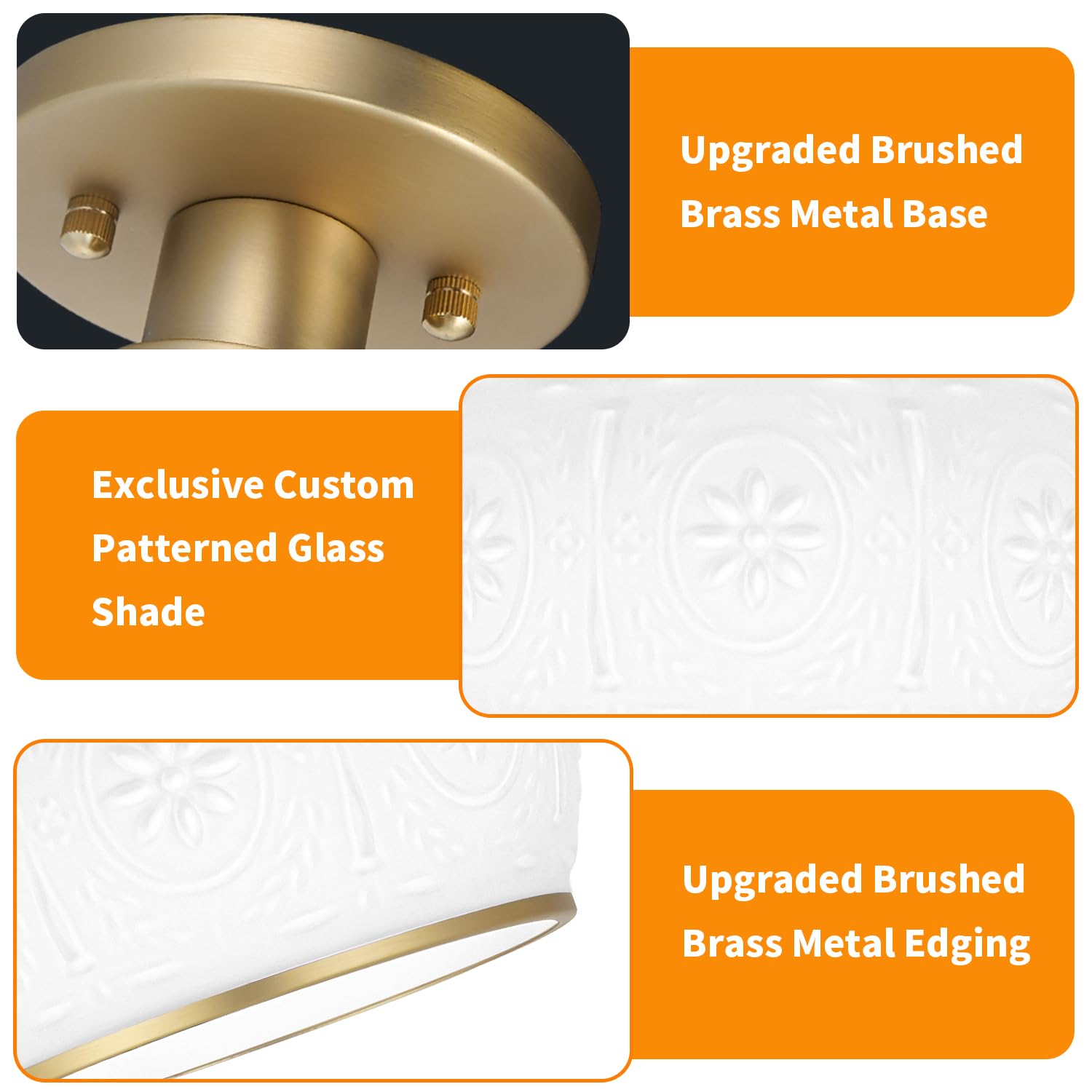 Oiyio Brushed Brass Semi Flush Mount Ceiling Light With Clear Globe Glass  Modern Hallway Lighting Fixtures  Vintage Ceiling Light For Kitchen  Bedroom  Closet  Entryway  Porch