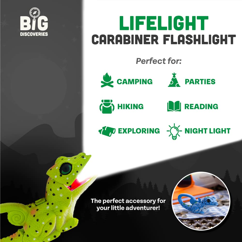 Big Discoveries LifeLight Animal Carabiner Flashlight - Fun Mini Animal Keychain Flash Lights for Kids, Adults, Nurses, Camping