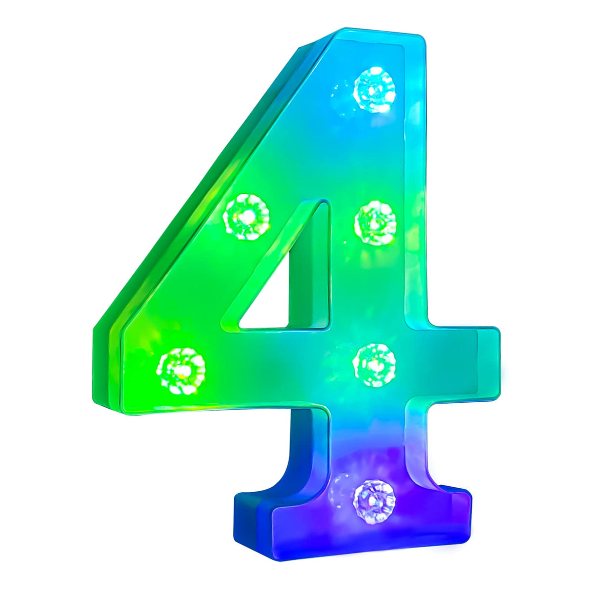 Glintee Decorative Led Light Up Number, Light Up Number Sign For Night Light Wedding Birthday Party Christmas Home Bar Decoration Number-(Number 4)