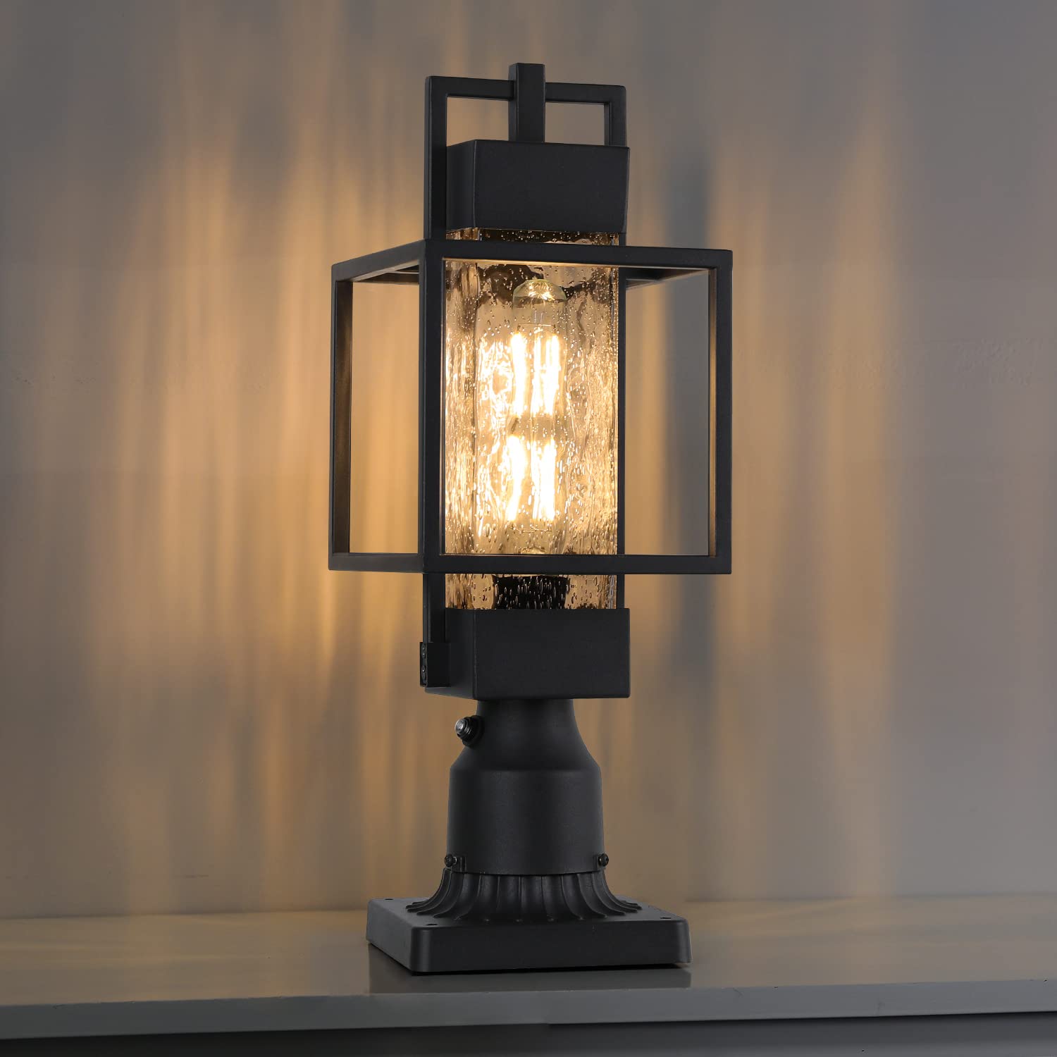 PARTPHONER 18in Outdoor Post Light Fixture, Waterproof Aluminum, Matte Black, Model PAPO034AB1