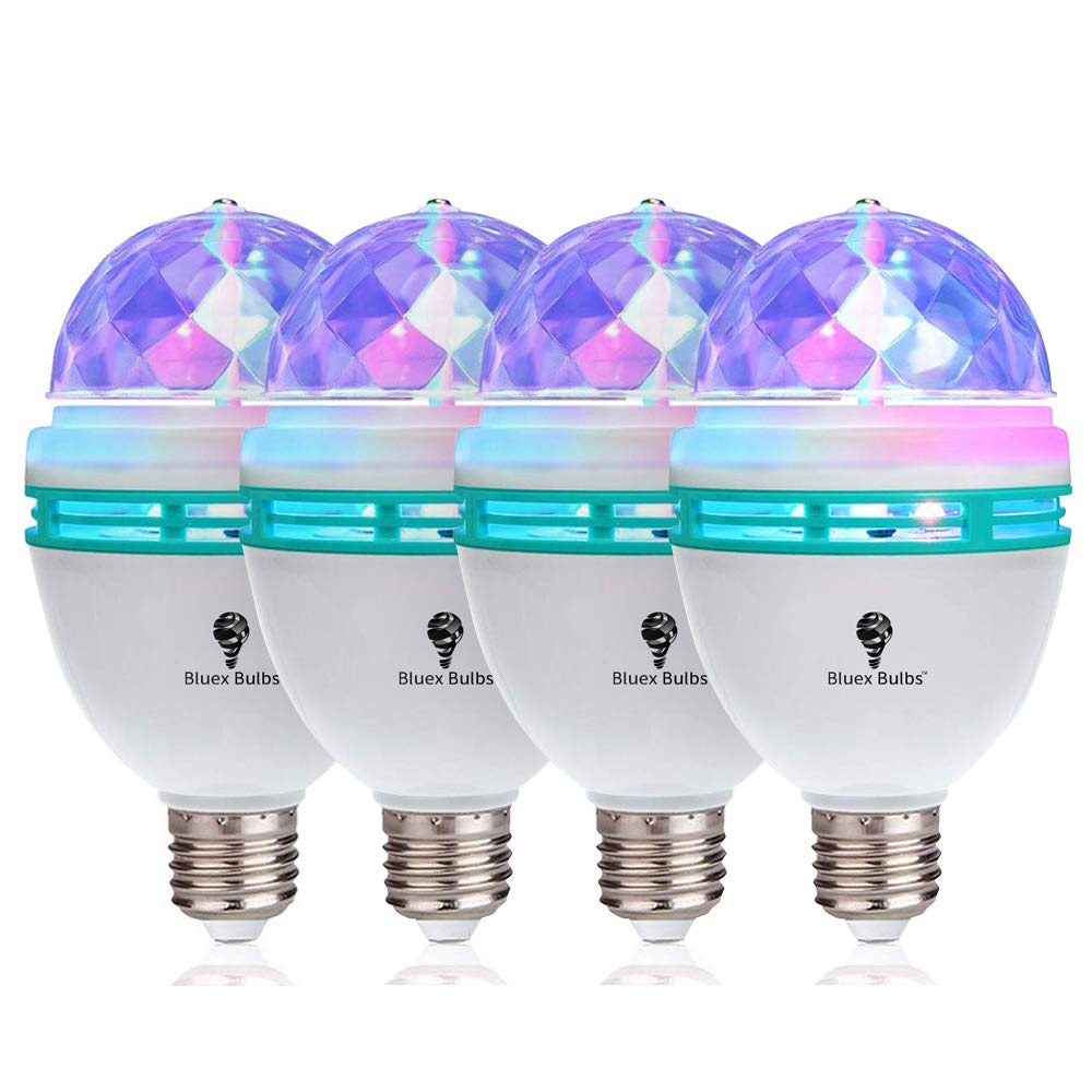 Bluex Bulbs E26 RGB Color Changing LED Bulbs 4 Pack, Glass, Green, Model JJJ-GGG-DE-0804-A-362, Ideal for Parties and Photography