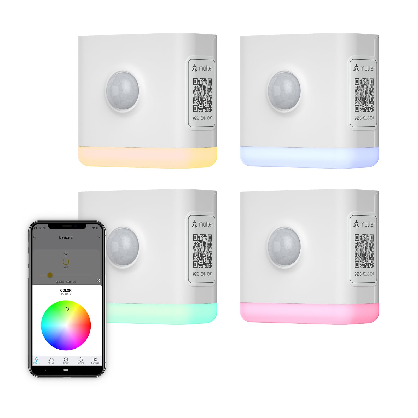 Thirdreality Smart Color Night Light 4 Pack, Matter Over Wifi, 3-1 Multi-Functionality, Work With Smartthings, Google Home, Apple Home, Alexa
