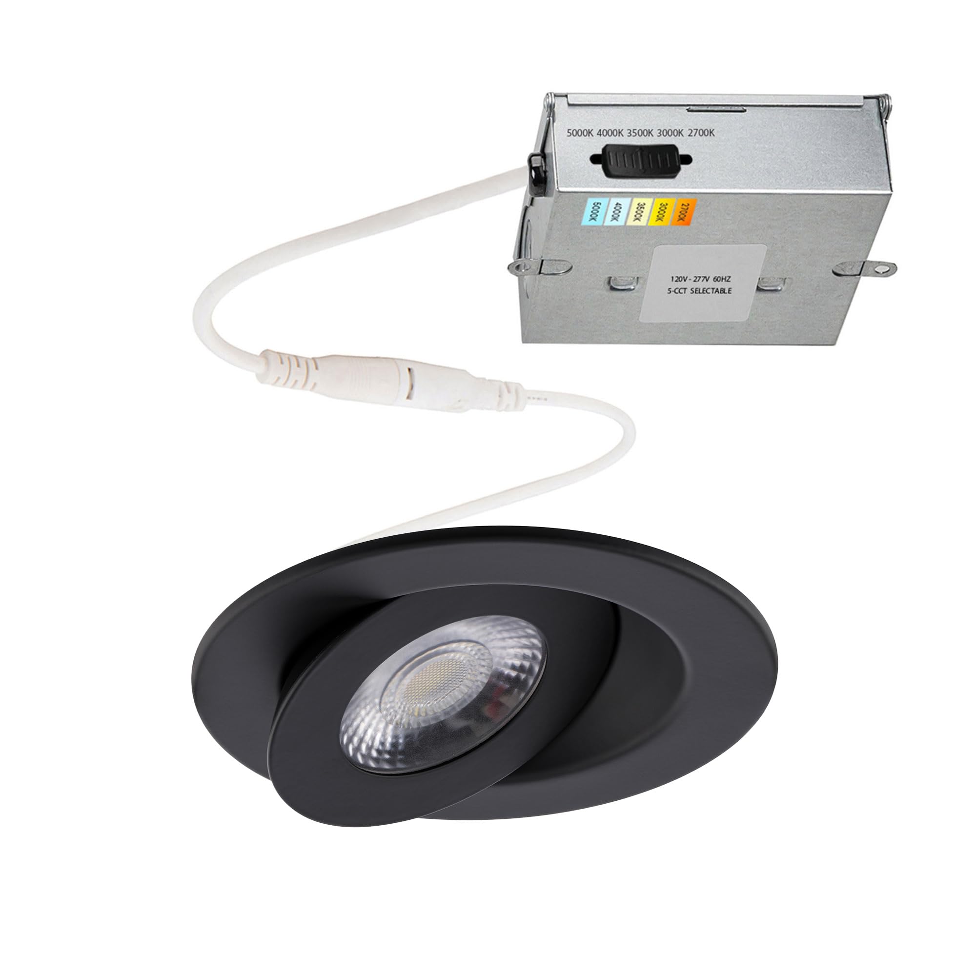 WAC Lighting Lotos 4in LED Round Adjustable 5-CCT Selectable 2700K-3000K-3500K-4000K-5000K Recessed Kit in Black