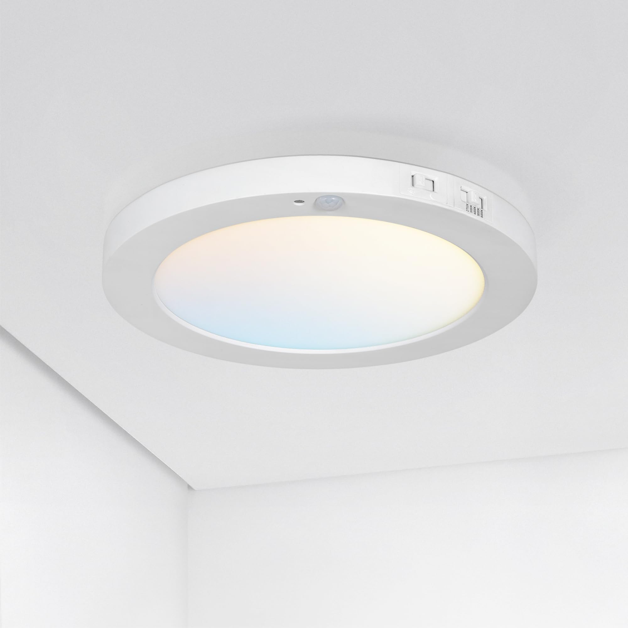 Asd Led 9 Inch Round Flush Mount Ceiling Light Fixture | 15W 1300Lm 2700-6000K 120V | 3Cct, Motion Sensor, Ultra Slim, Etl Liste