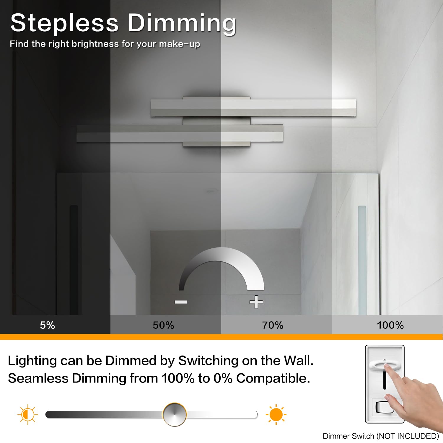 Presde 5 Color Changeable Bathroom Vanity Light 24Inch Modern Led Brushed Nickel Bathroom Light Fixtures Over Mirror Bath Wall L