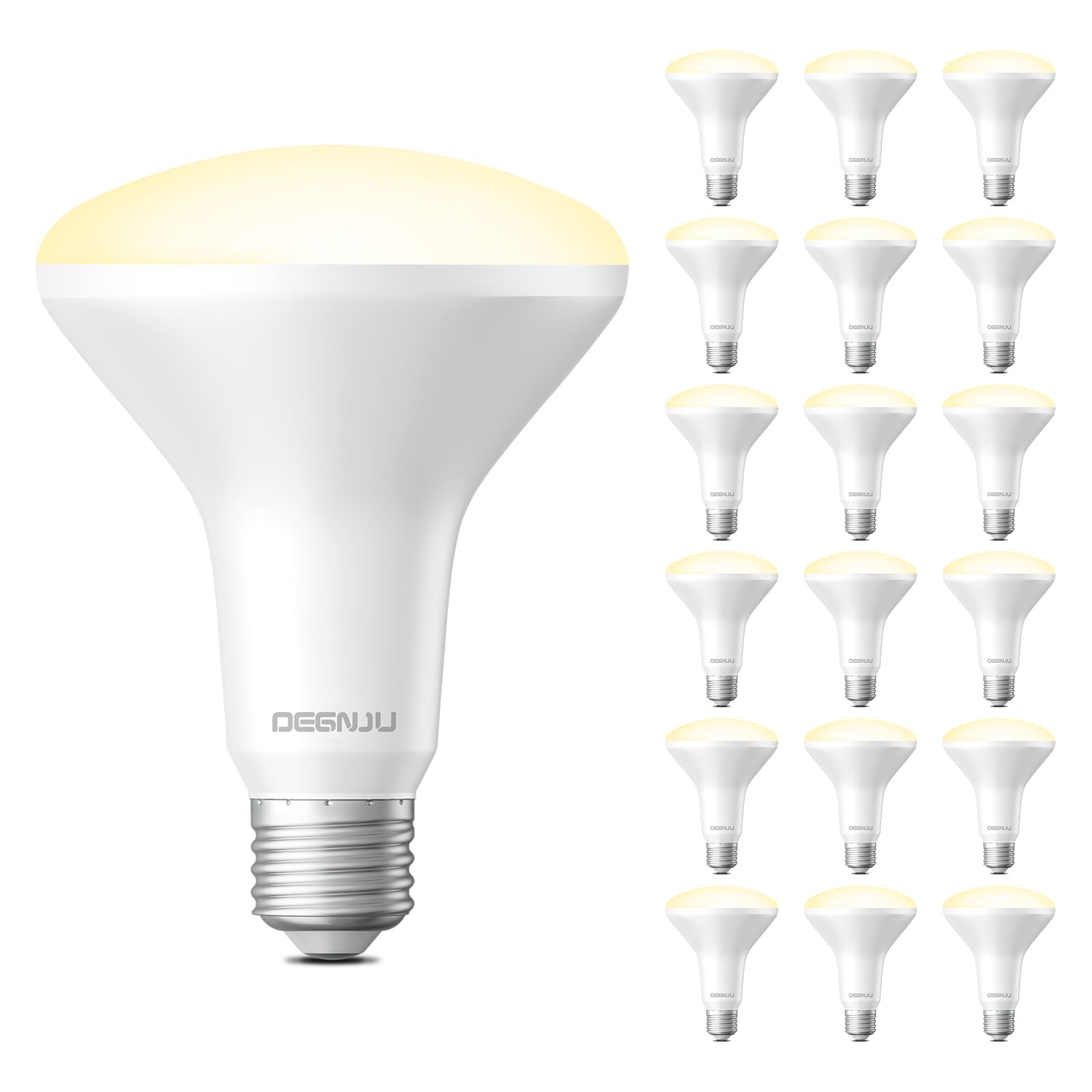 Degnju 18 Pack Br30 Led Recessed Light Bulb, Dimmable Indoor Flood Light Bulbs Cri80 7W Equivalent 65W 2700K Soft White 650 Lumens, 15000 Lifetime Hours E26 Base Led Can Light Bulb, Flicker-Free