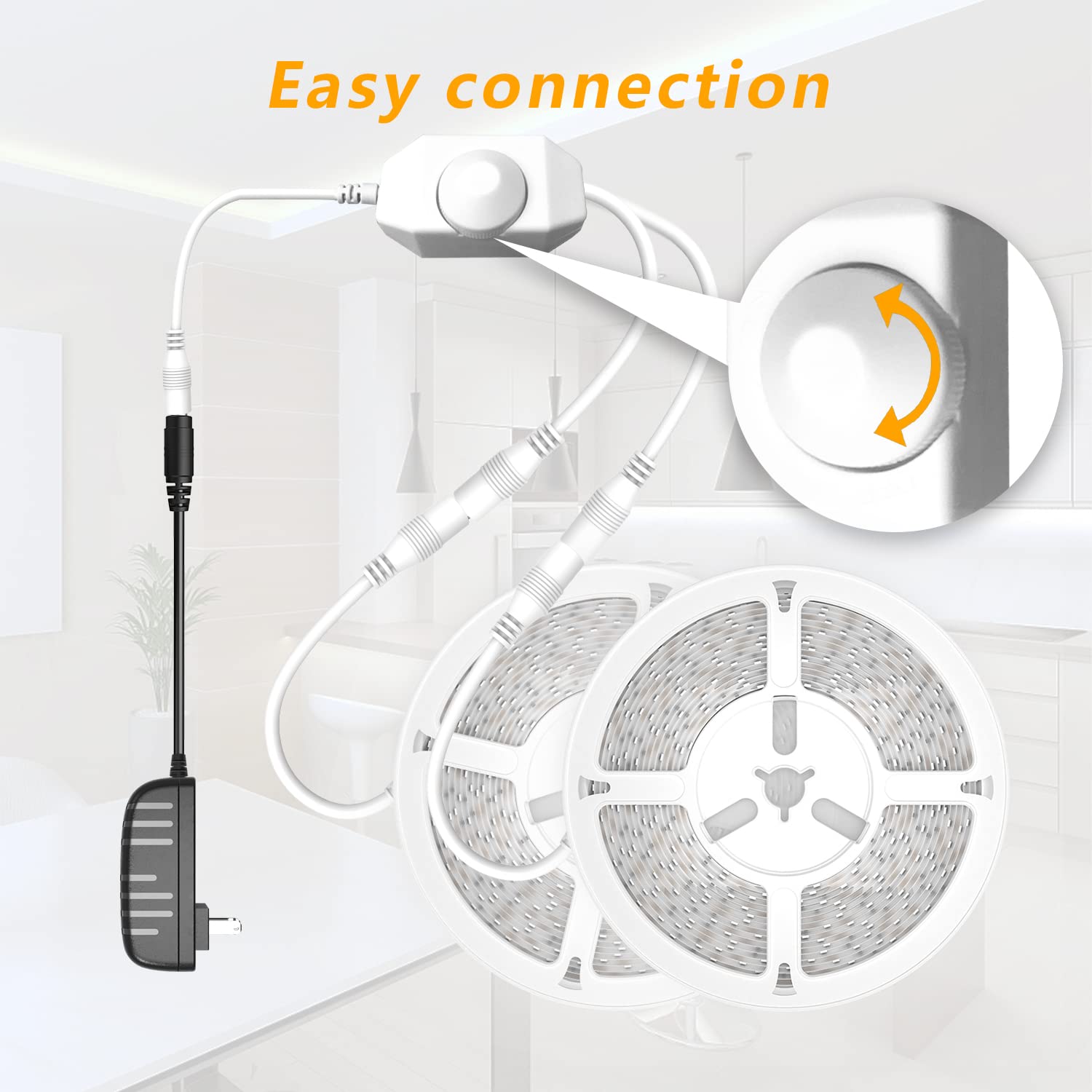 phopollo LED Strip Lights 50ft Dimmable 3000K Warm White, 900 LEDs for Bedroom, Kitchen, Mirror Decor