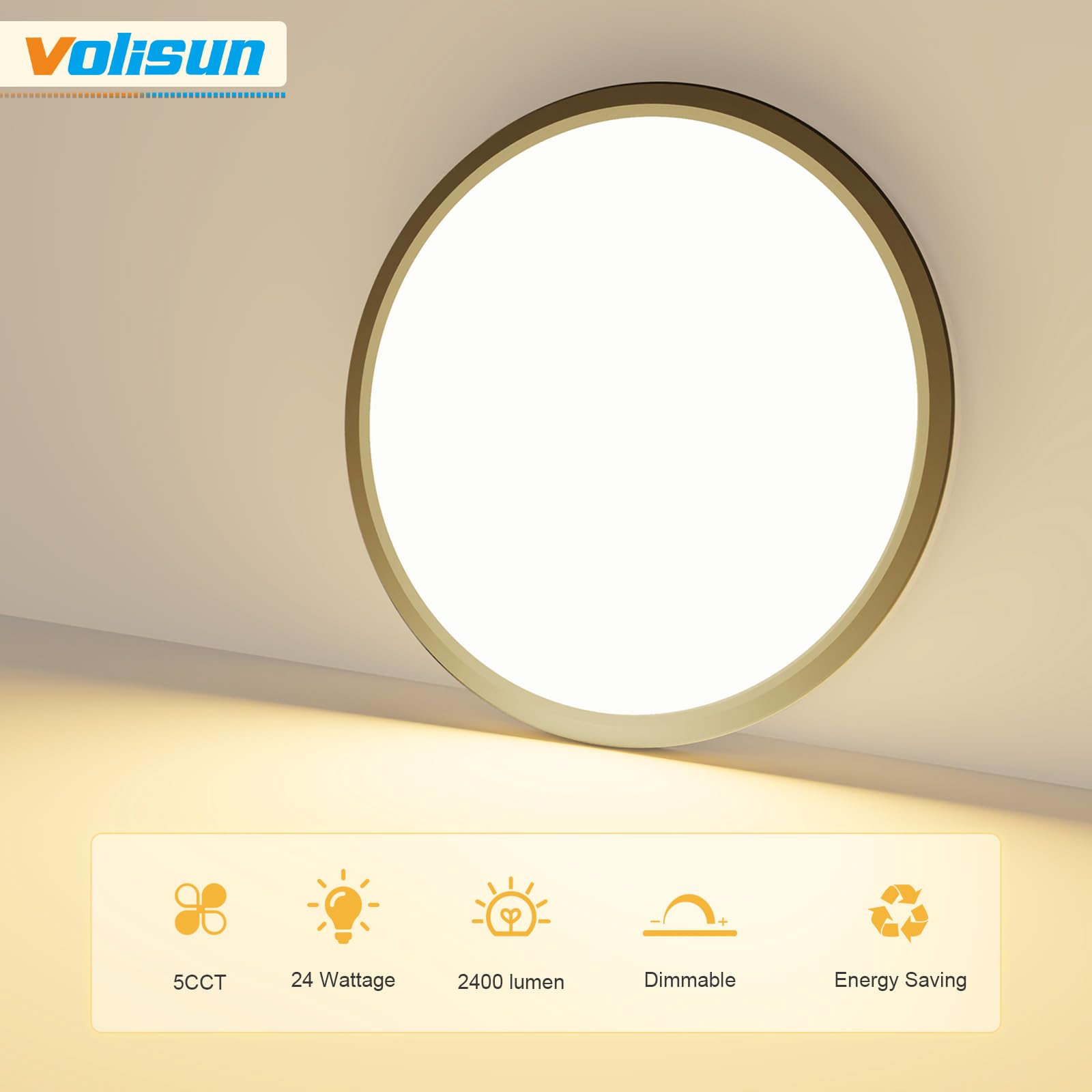 Volisun 6Pack 5 Cct Led Flush Mount Ceiling Light,12 Inch Dimmable Ultra-Thin Led Ceiling Light Fixture, 3000K-6500K Selectable,