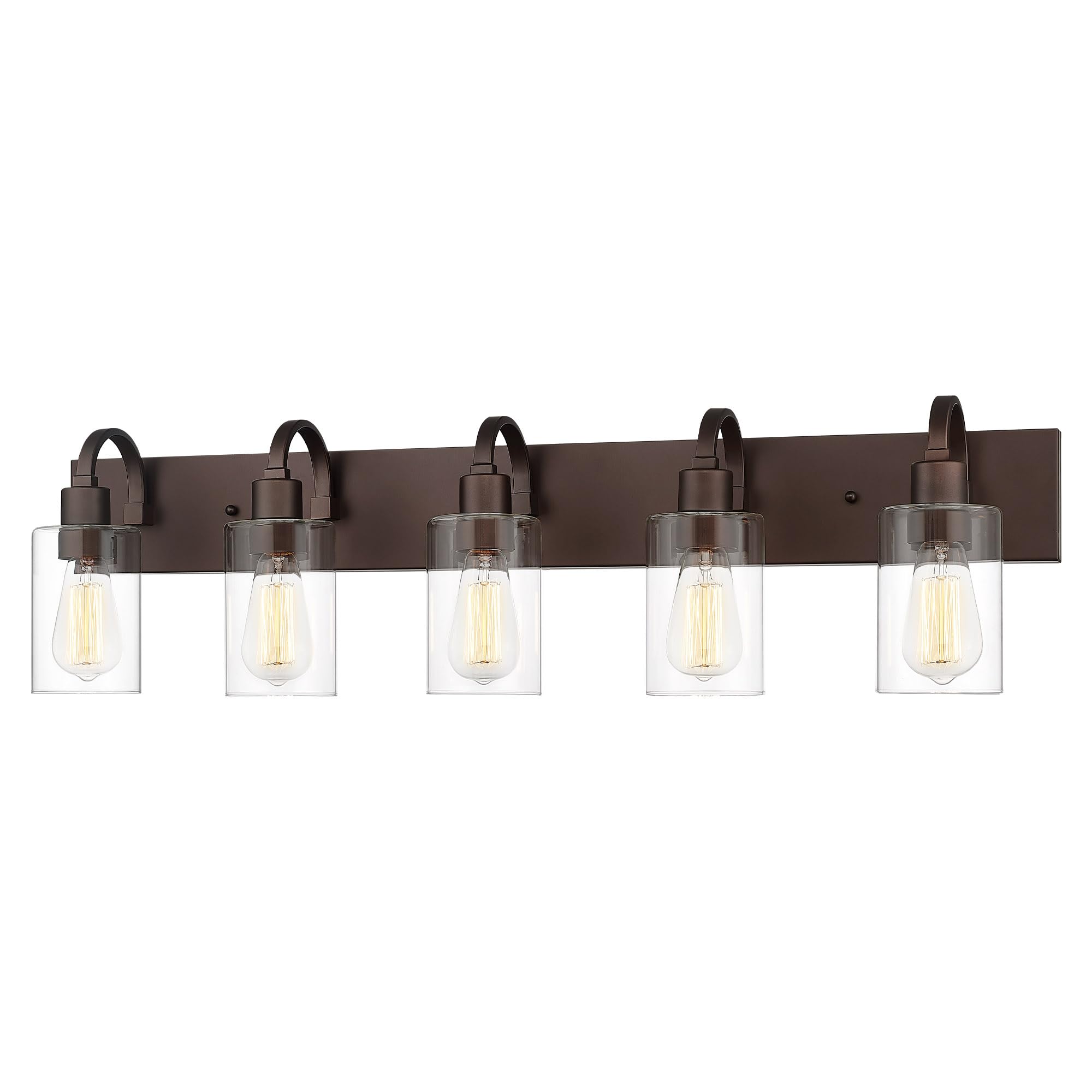 Emliviar 5-Light Oil Rubbed Bronze Bath Vanity Lighting Fixture With Clear Glass Sconce