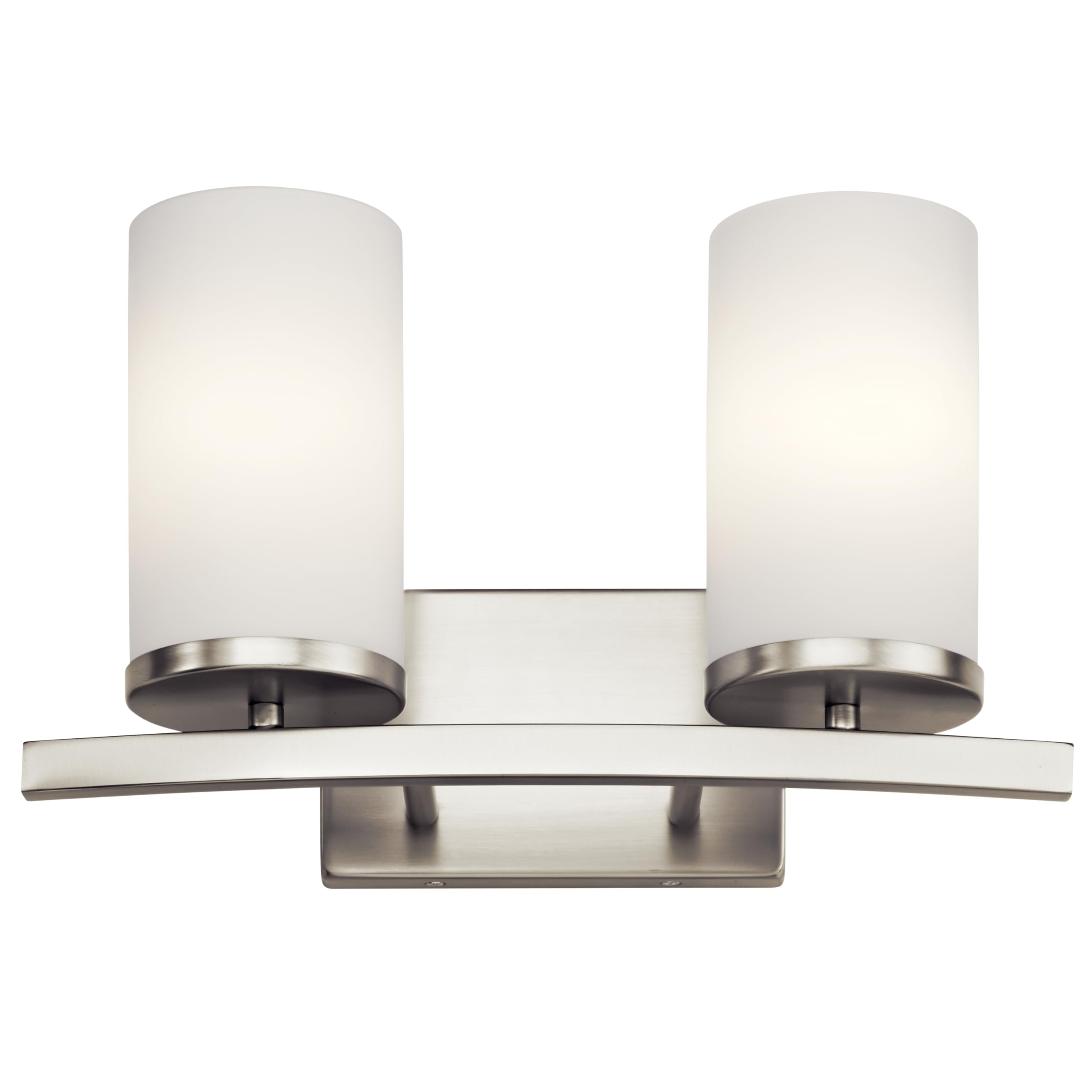 Kichler Crosby 15 2 Light Vanity Light Satin Etched Cased Opal Brushed Nickel