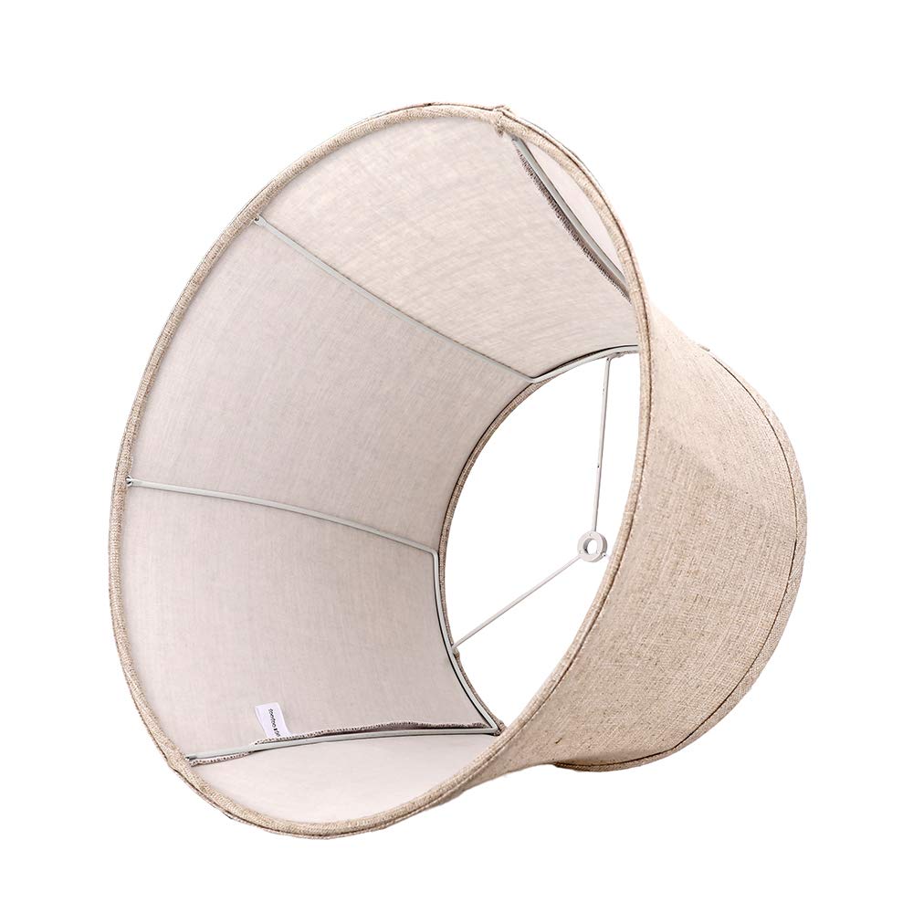 TOOTOO STAR Brown Large Drum Lamp Shade for Chandeliers, 12x16x11", Hand Crafted Natural Linen